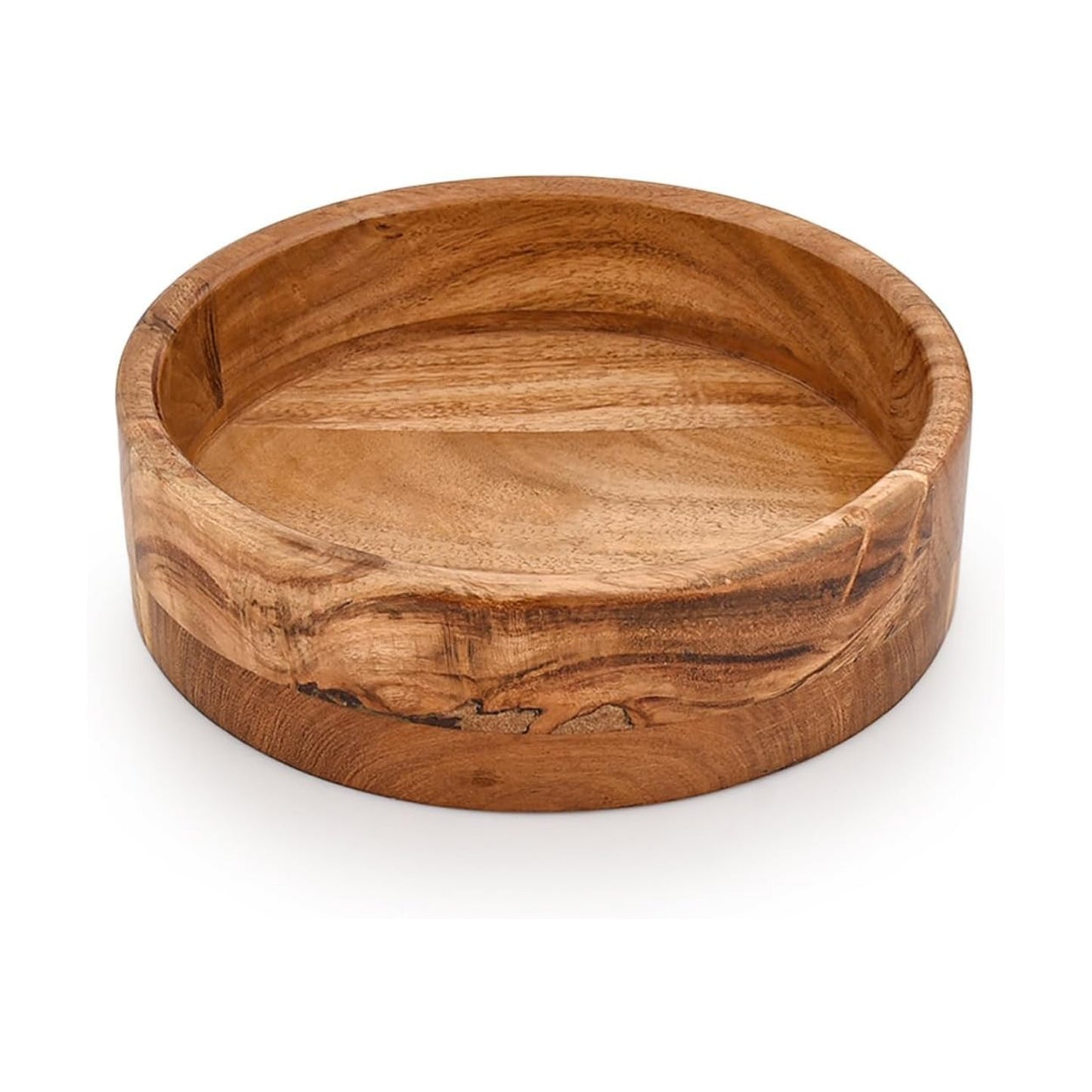 Decorative Bowl Acacia Wood Hand Carved Home Decor for Dining Table Center / 8 x 8