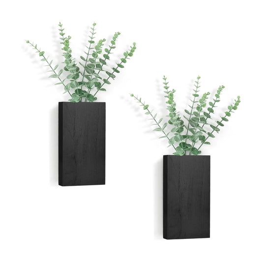 Wood Wall Planter Vase / Black / Medium / Set of 2