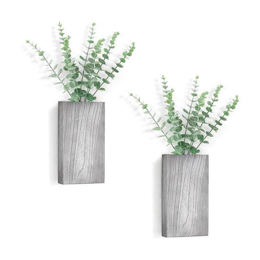 Wood Wall Planter Vase / Gray / Medium / Set of 2