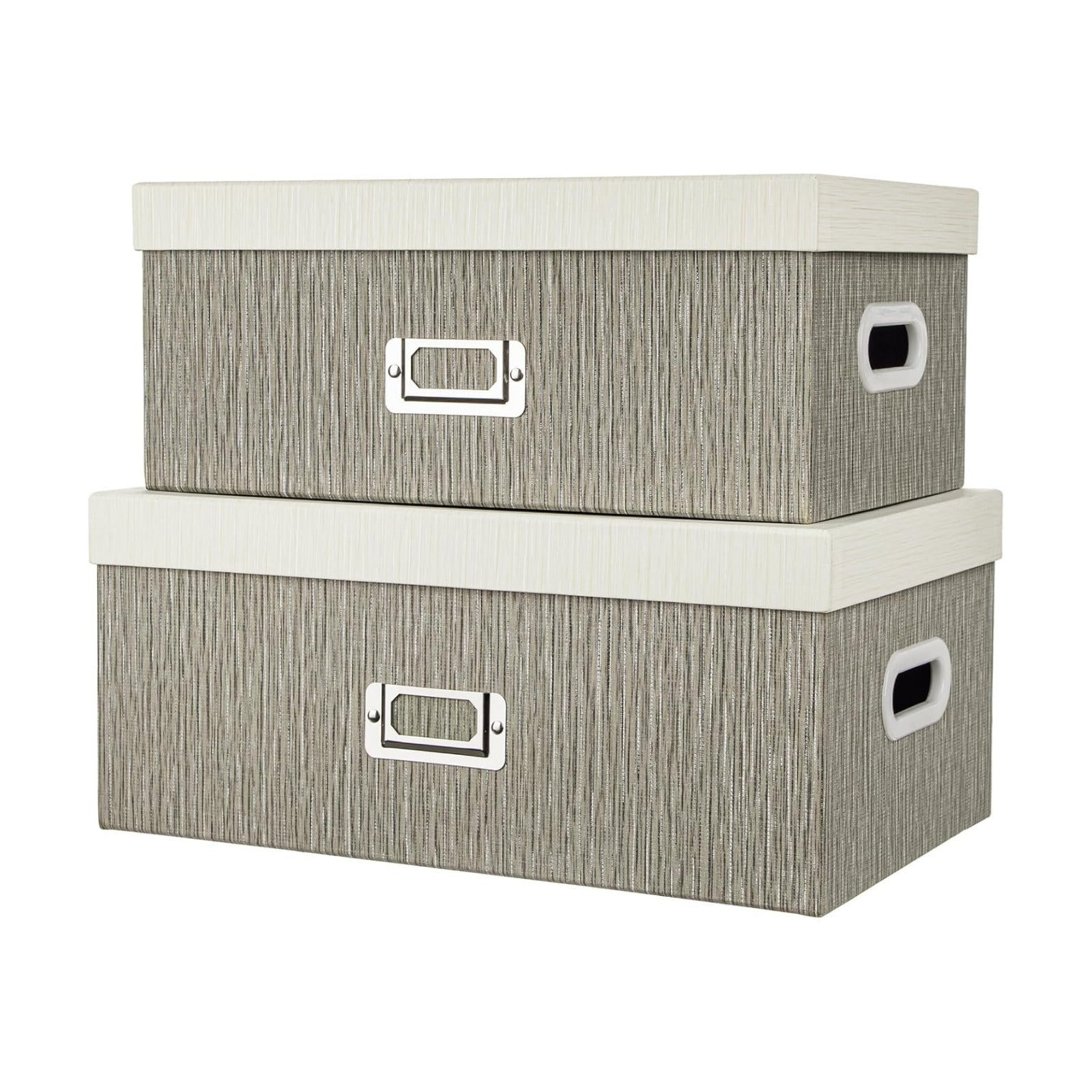 Decorative Storage Boxes / Greywhite / Gray / Set of 2