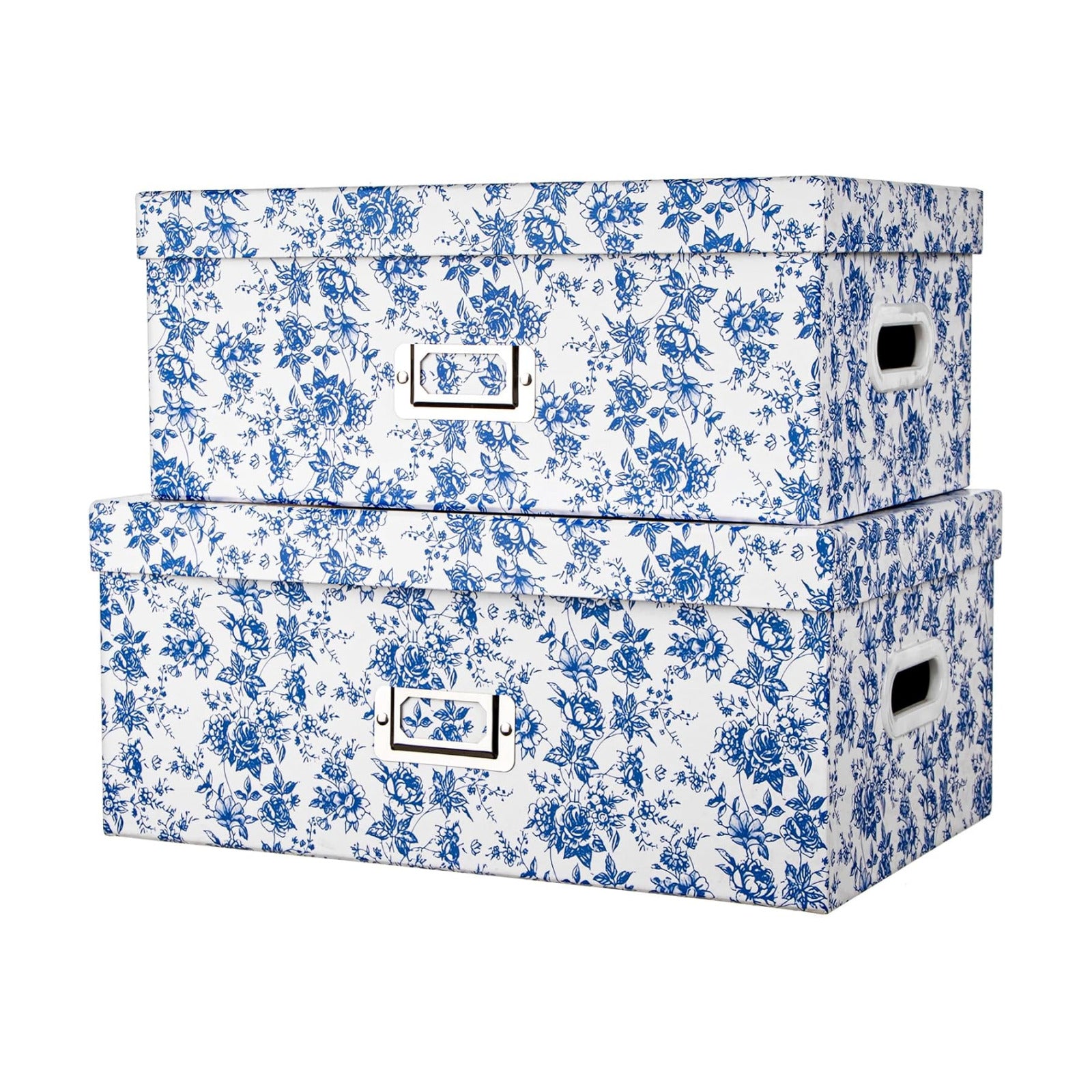 Porcelain-Style Storage Boxes / Blue and White / Set of 2