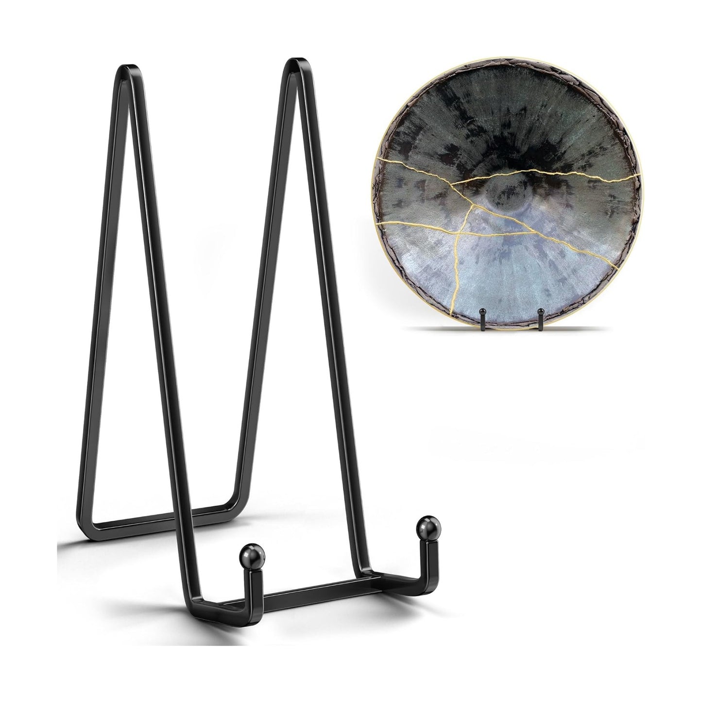 IPAME 14 Inch Heavy Duty Plate Stand (2 Pack) – Metal Display Easel for Large Plates, Platters, Picture Frames