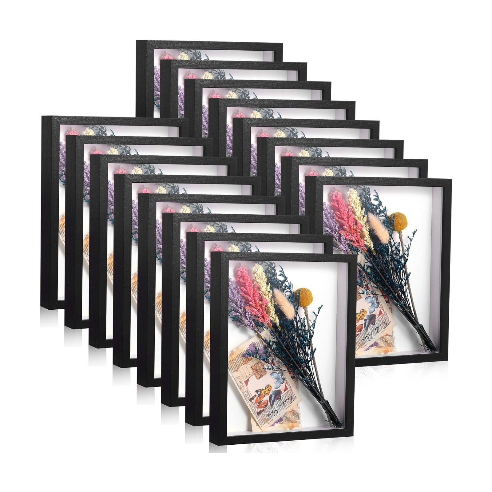 Ripeng 16 Pack 11 x 14 Inch Shadow Box Frame Display Cases, Deep Picture Frames for Wedding Bouquet Preservation