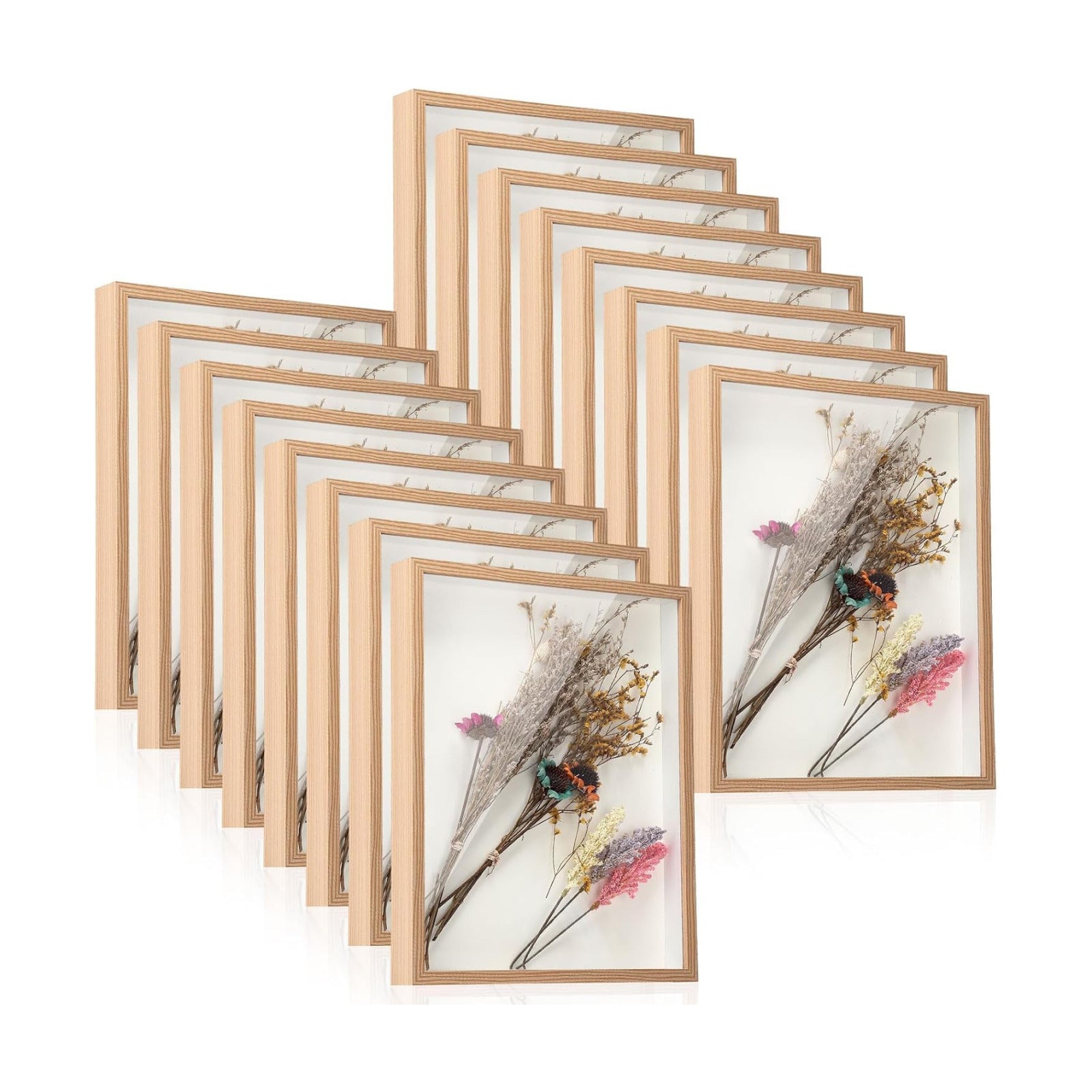 Ripeng 16 Pack 11x14 Inch Shadow Box Frame Display Cases, Deep Picture Frames for Wedding Bouquet Preservation