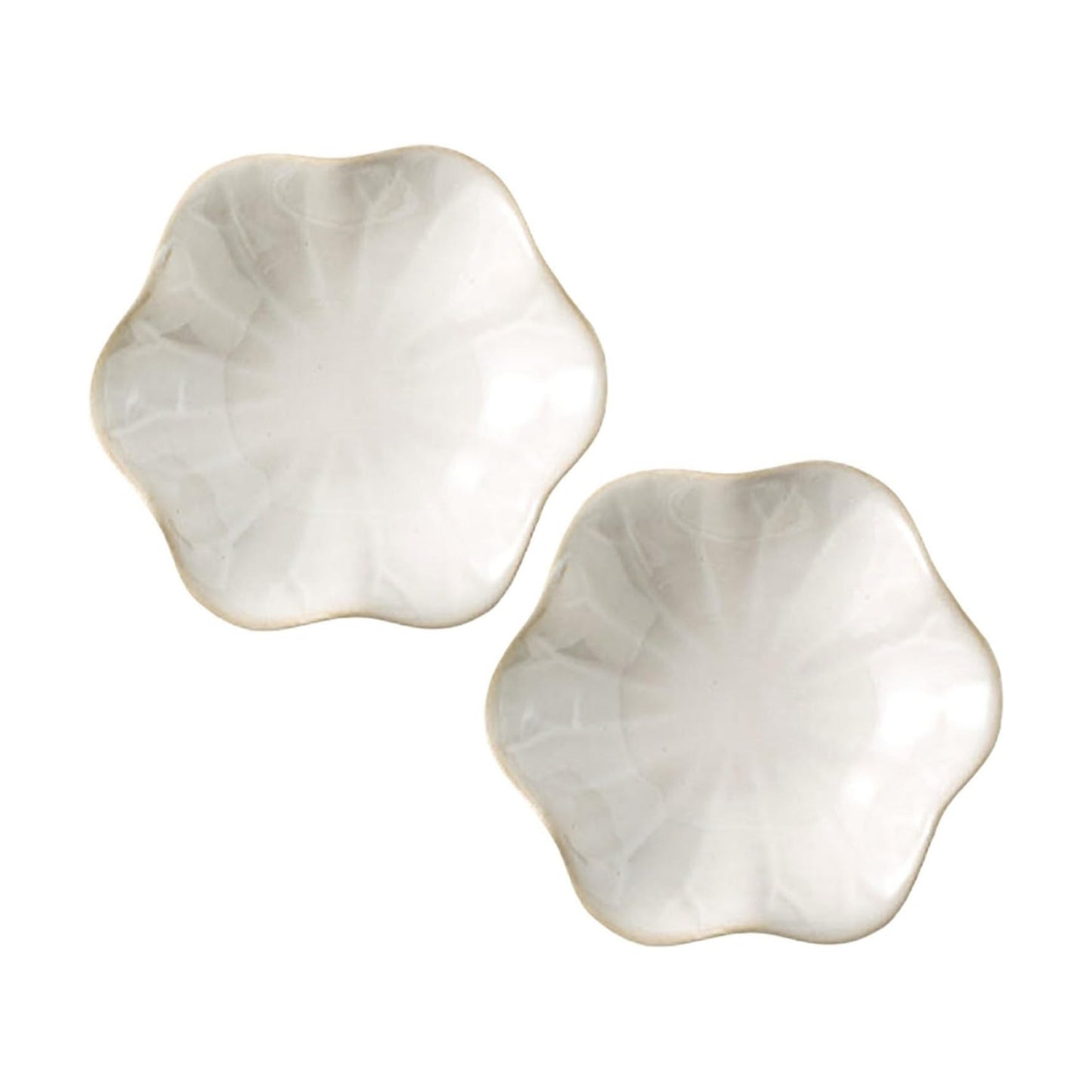 Lotus Leaf Shape Ring Holder Necklace Dish / White & White / Set of 2