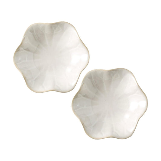 Lotus Leaf Shape Ring Holder Necklace Dish / White & White / Set of 2
