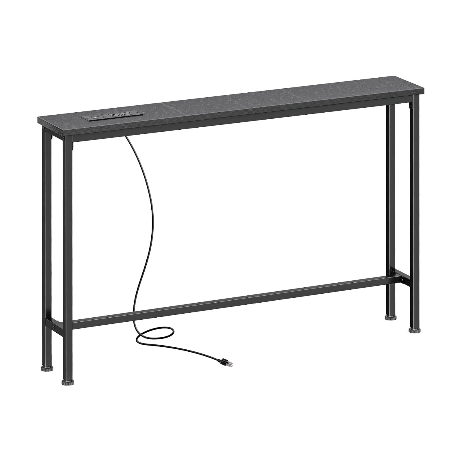 SUPERJARE 39.4 inch Narrow Behind Couch Table with Charging Stations