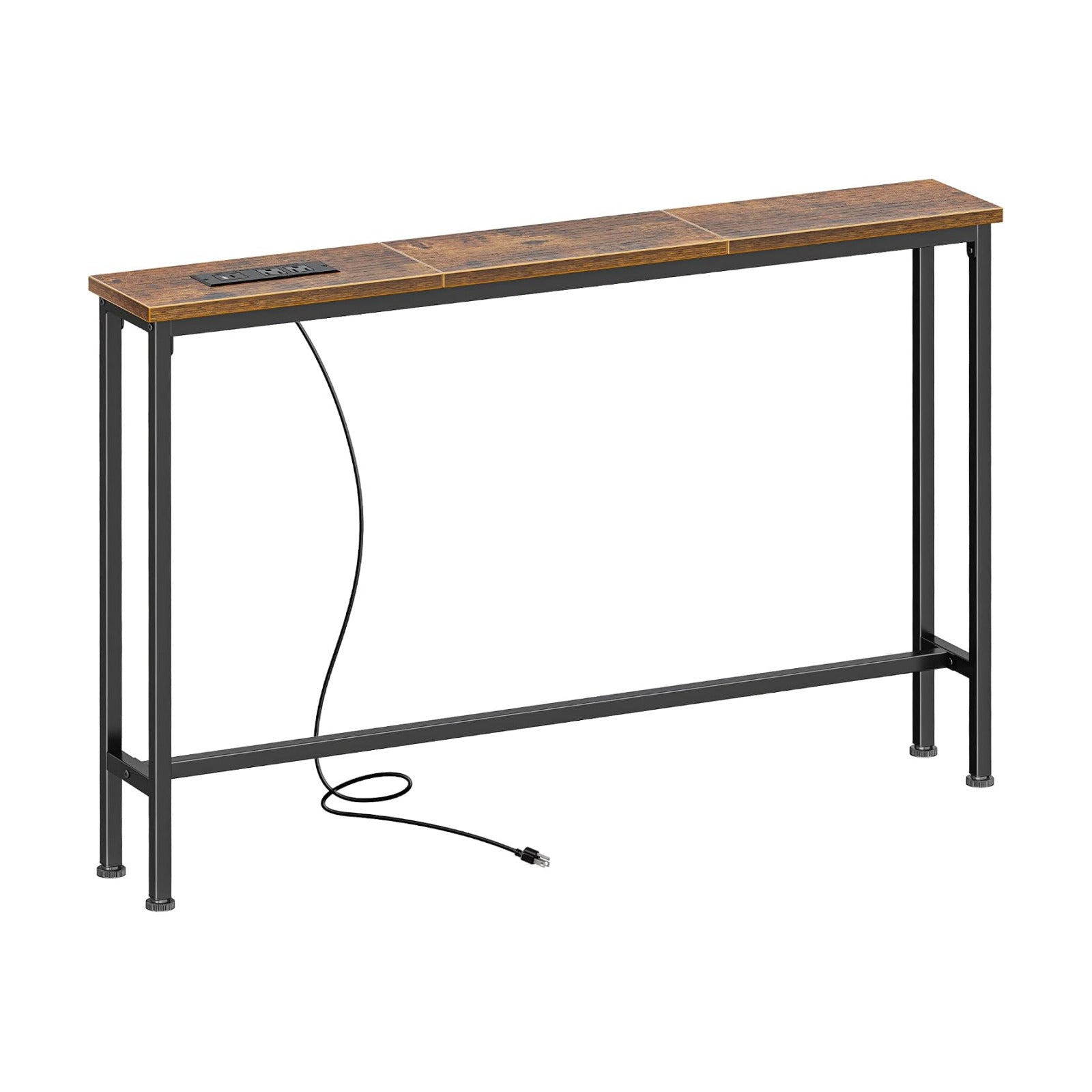 SUPERJARE 39.4 inch Narrow Behind Couch Table with Charging Stations