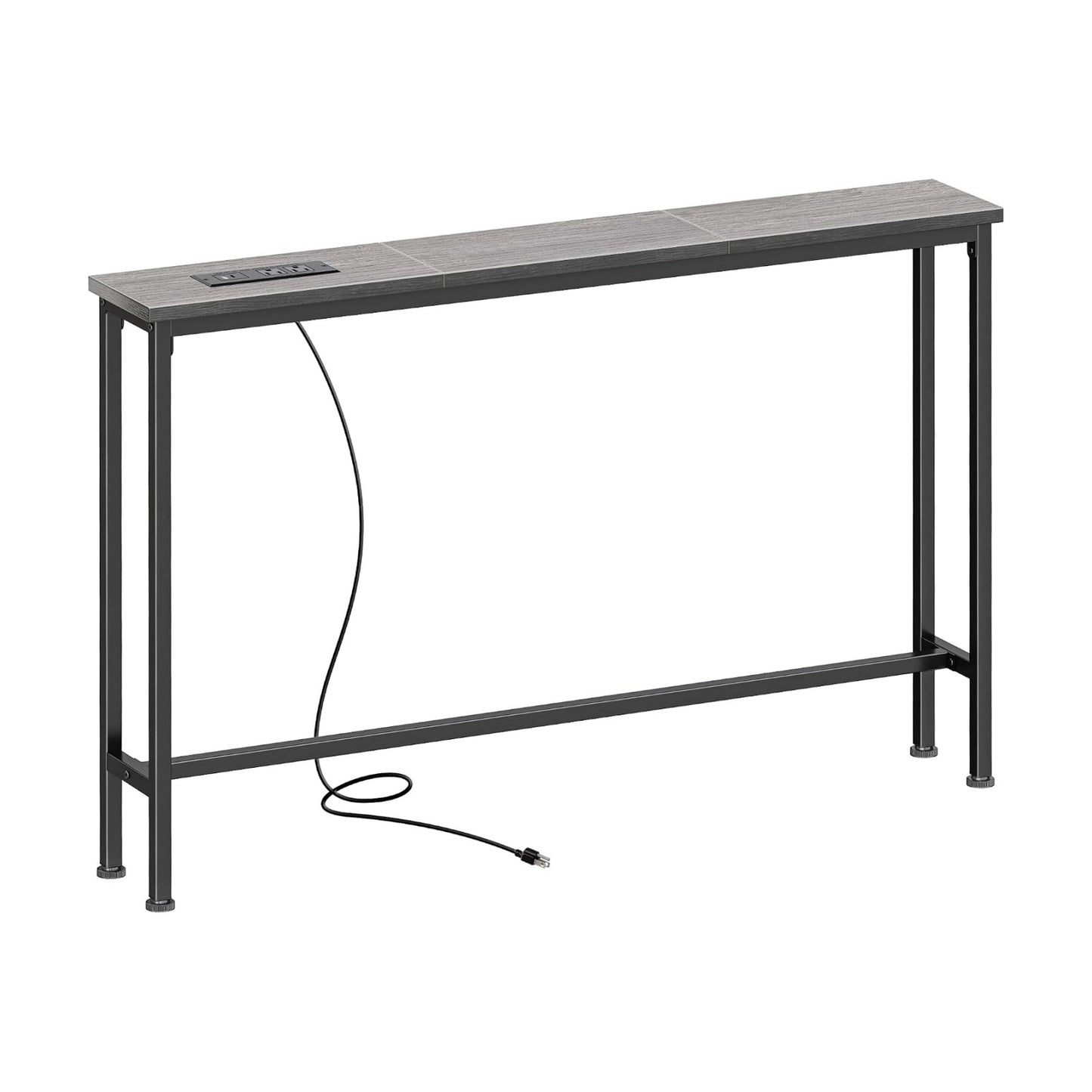 SUPERJARE 39.4 inch Narrow Behind Couch Table with Charging Stations
