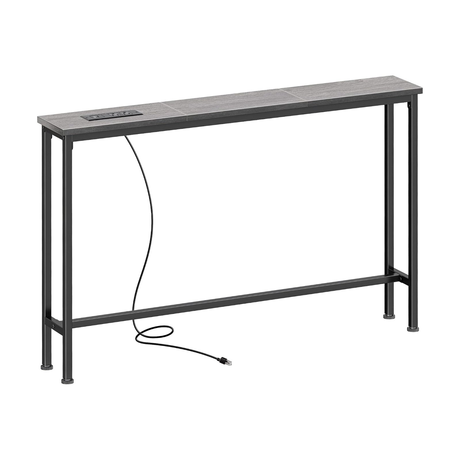 SUPERJARE 39.4 inch Narrow Behind Couch Table with Charging Stations