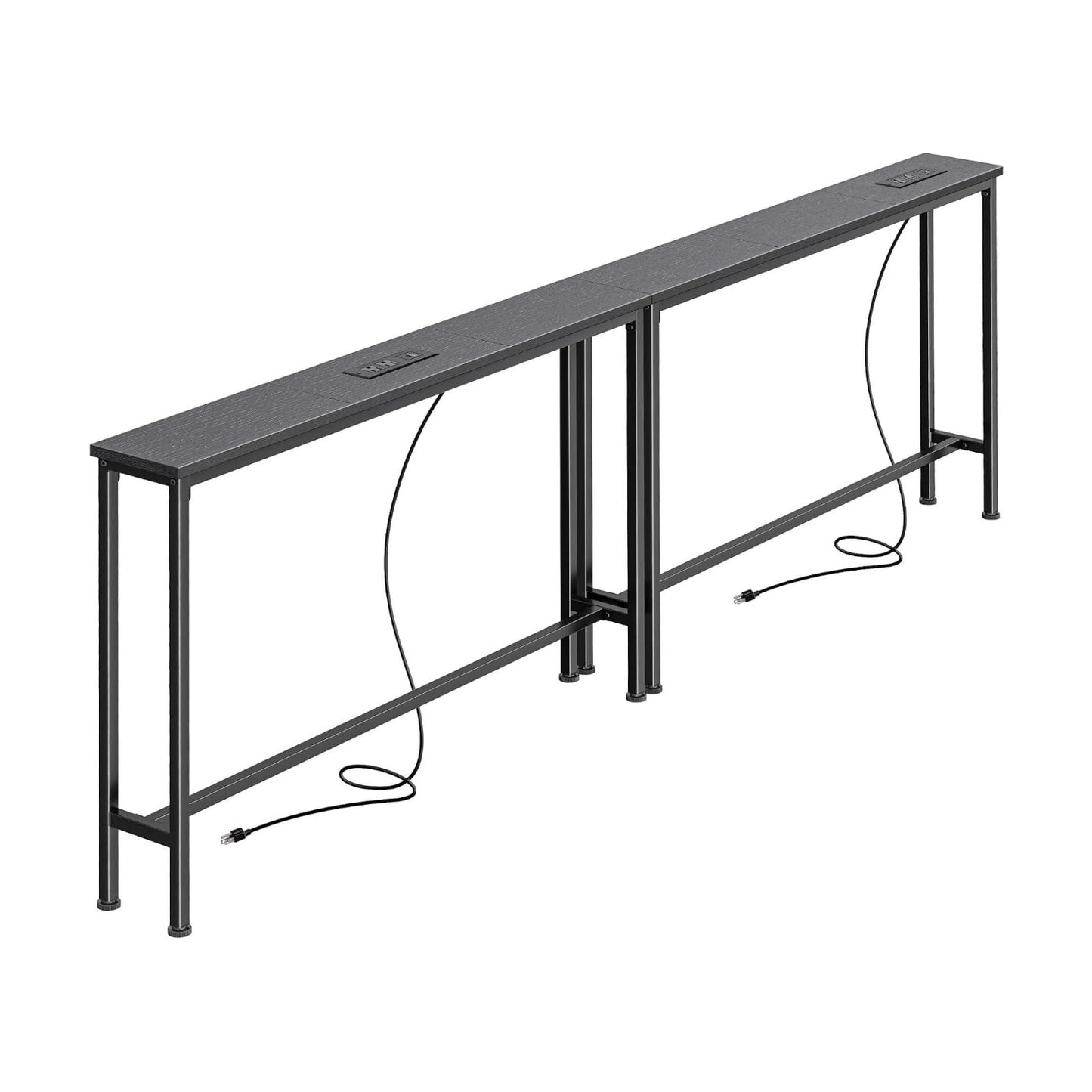 SUPERJARE 78.8 inch Narrow Behind Couch Table with 2 Charging Stations