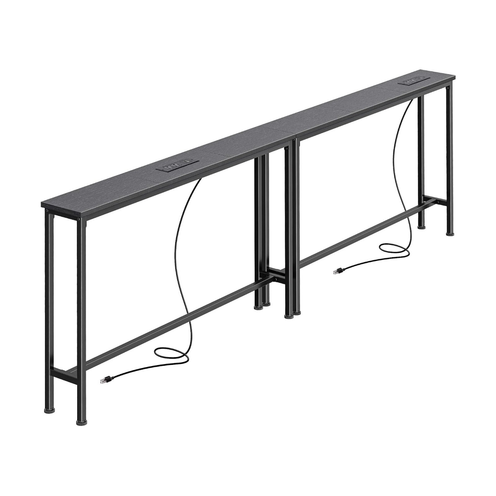 SUPERJARE 78.8 inch Narrow Behind Couch Table with 2 Charging Stations