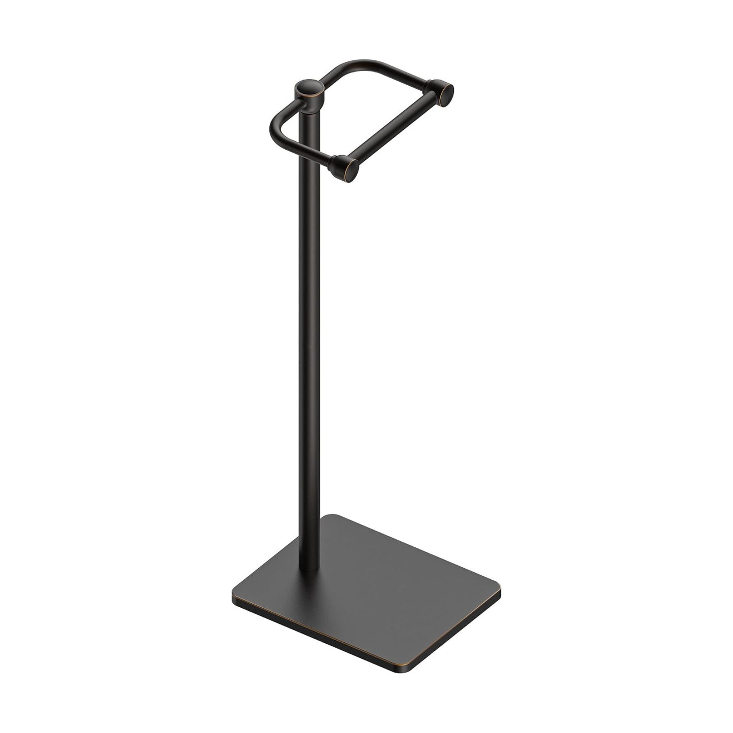 RUACQ Bathroom Toilet Paper Holder Stand, Oil Rubbed Bronze | Dual-Post Pivoting Free Standing Toilet Roll Holder with