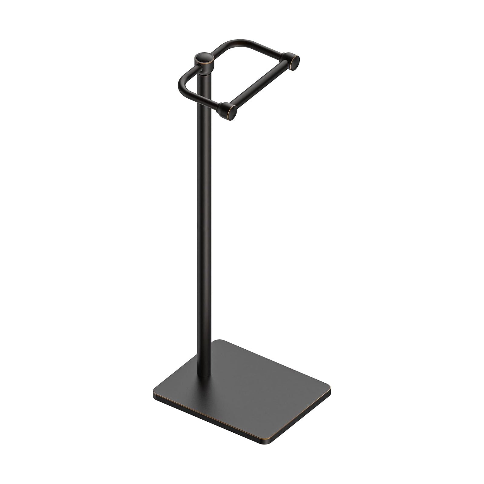 RUACQ Bathroom Toilet Paper Holder Stand, Oil Rubbed Bronze | Dual-Post Pivoting Free Standing Toilet Roll Holder with