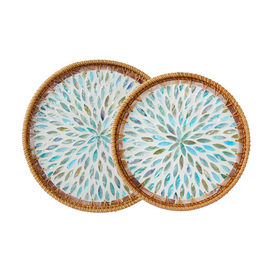 Round Wicker Tray / Galaxy Blue / Set of 2