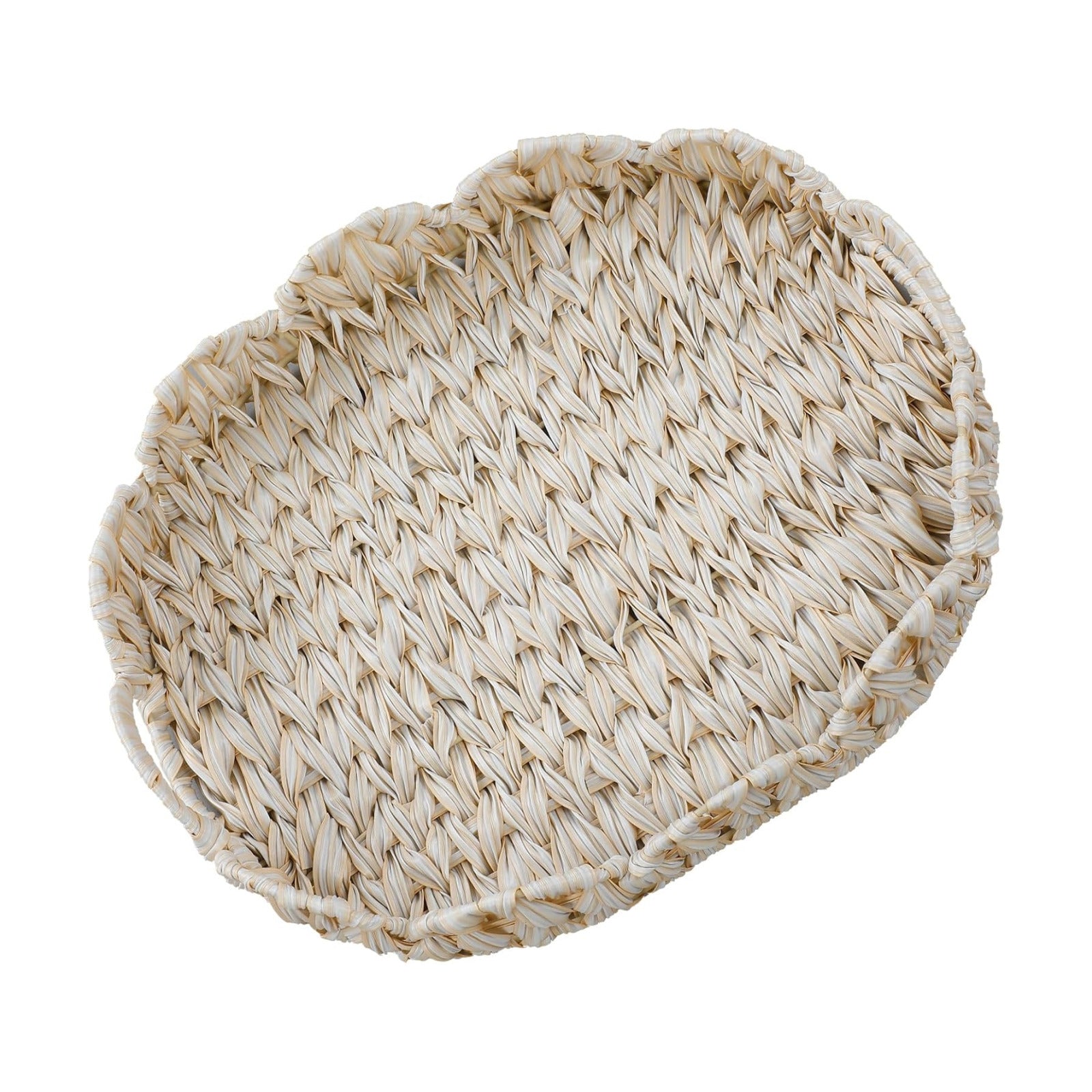 Round Wicker Tray / Milky White / 16.5 Inch