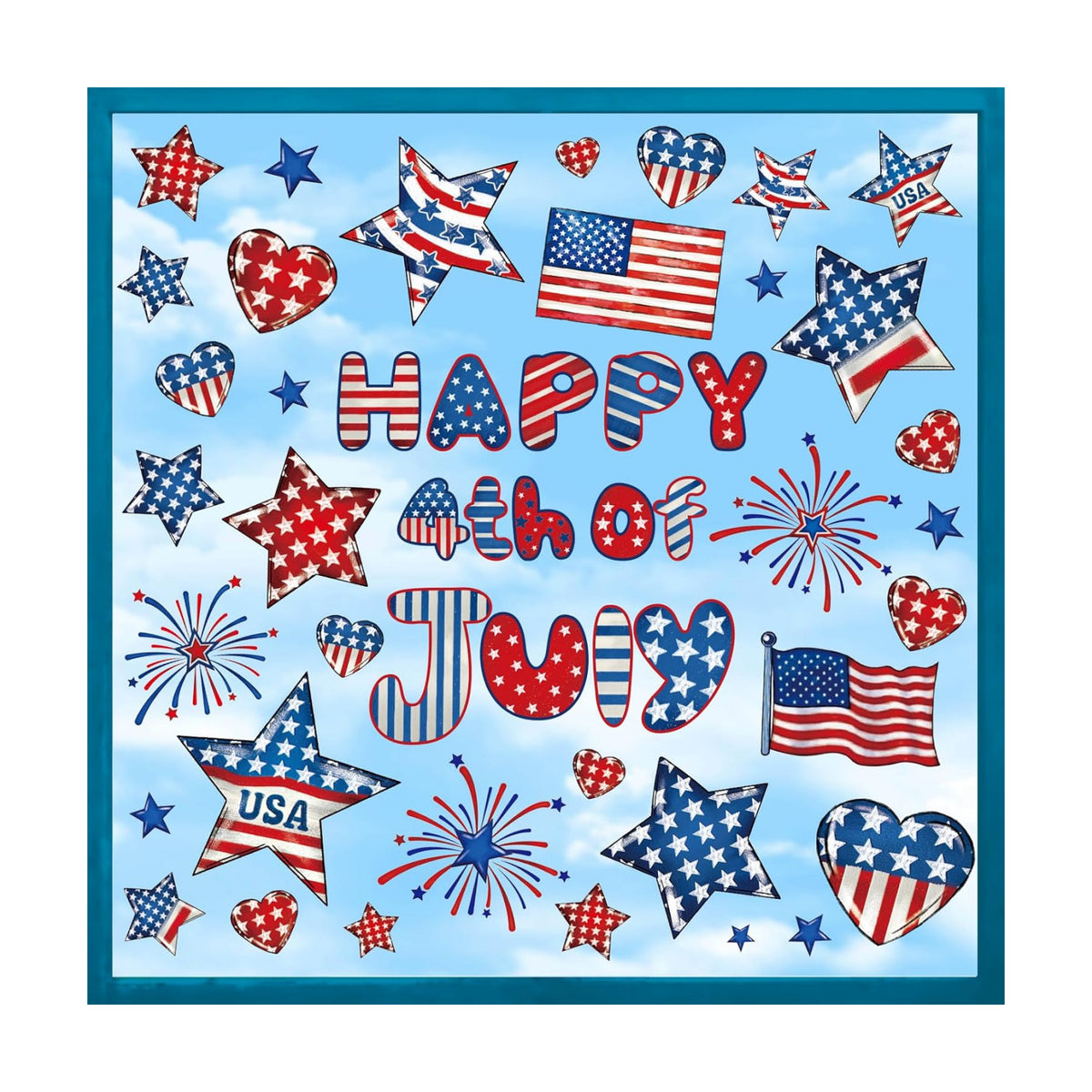 Whaline 9 Sheets Happy 4th of July Window Cling Stickers Patriotic Star American Flag Window Decals Independence Day Reusable Glass Decoration for Party Home Office Classroom