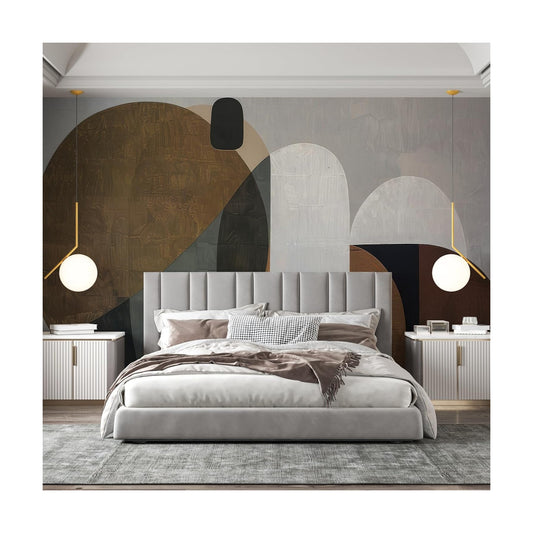 Modern Abstract Geometrical Wall Murals Peel and Stick 148" W x 110" H Mid / 148 x 110 / Brown
