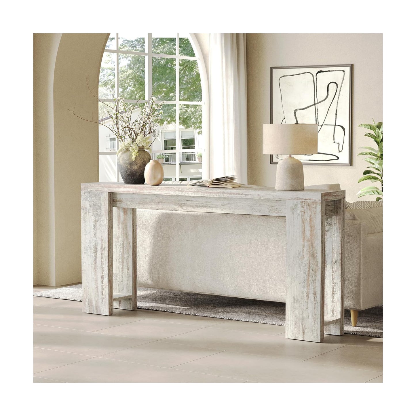 LITTLE TREE 70.9-Inch Entryway Table, Long Narrow Farmhouse Sofa Console Table for Living Room, Hallway