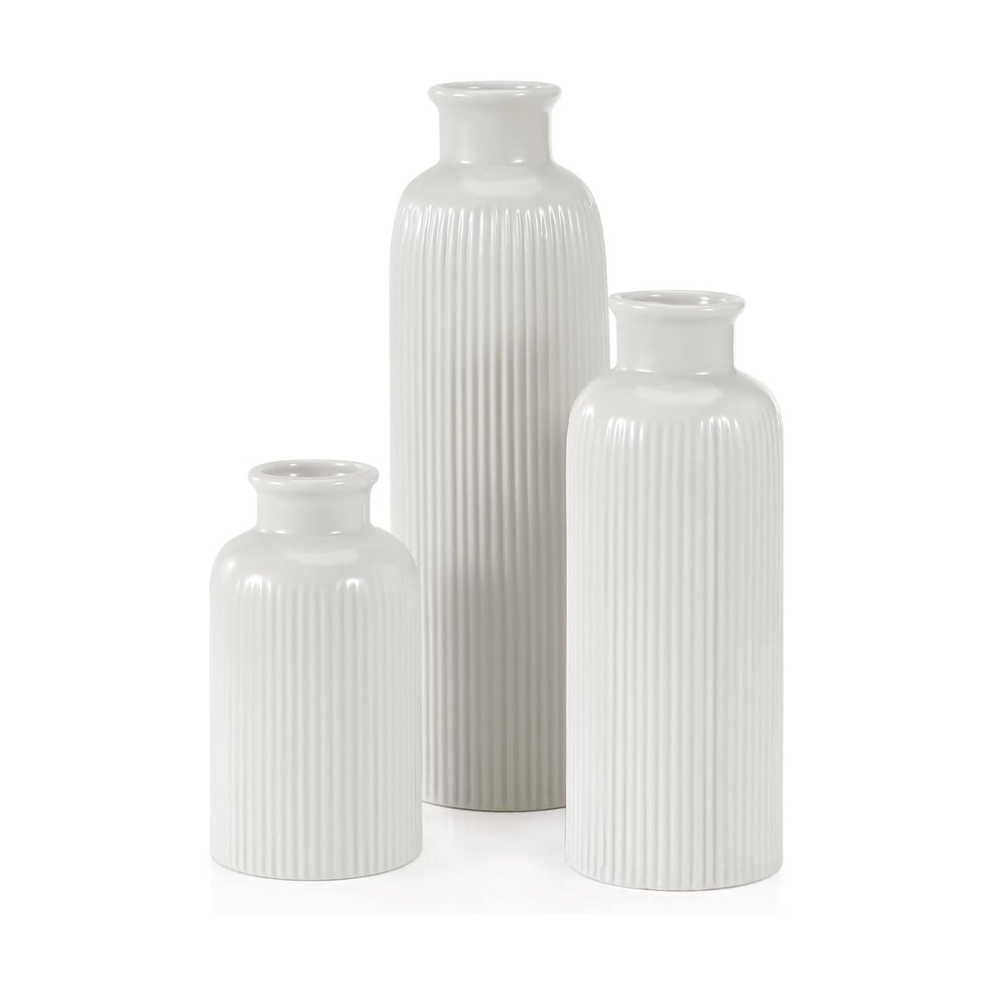 Small Ceramic Vase / White / Set of 3