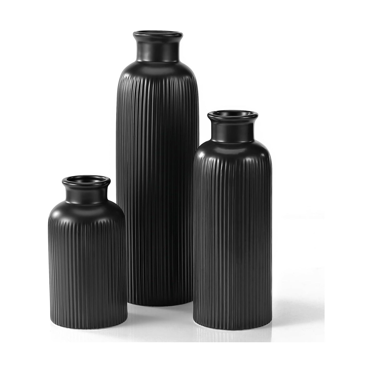 Small Ceramic Vase / Black / Set of 3