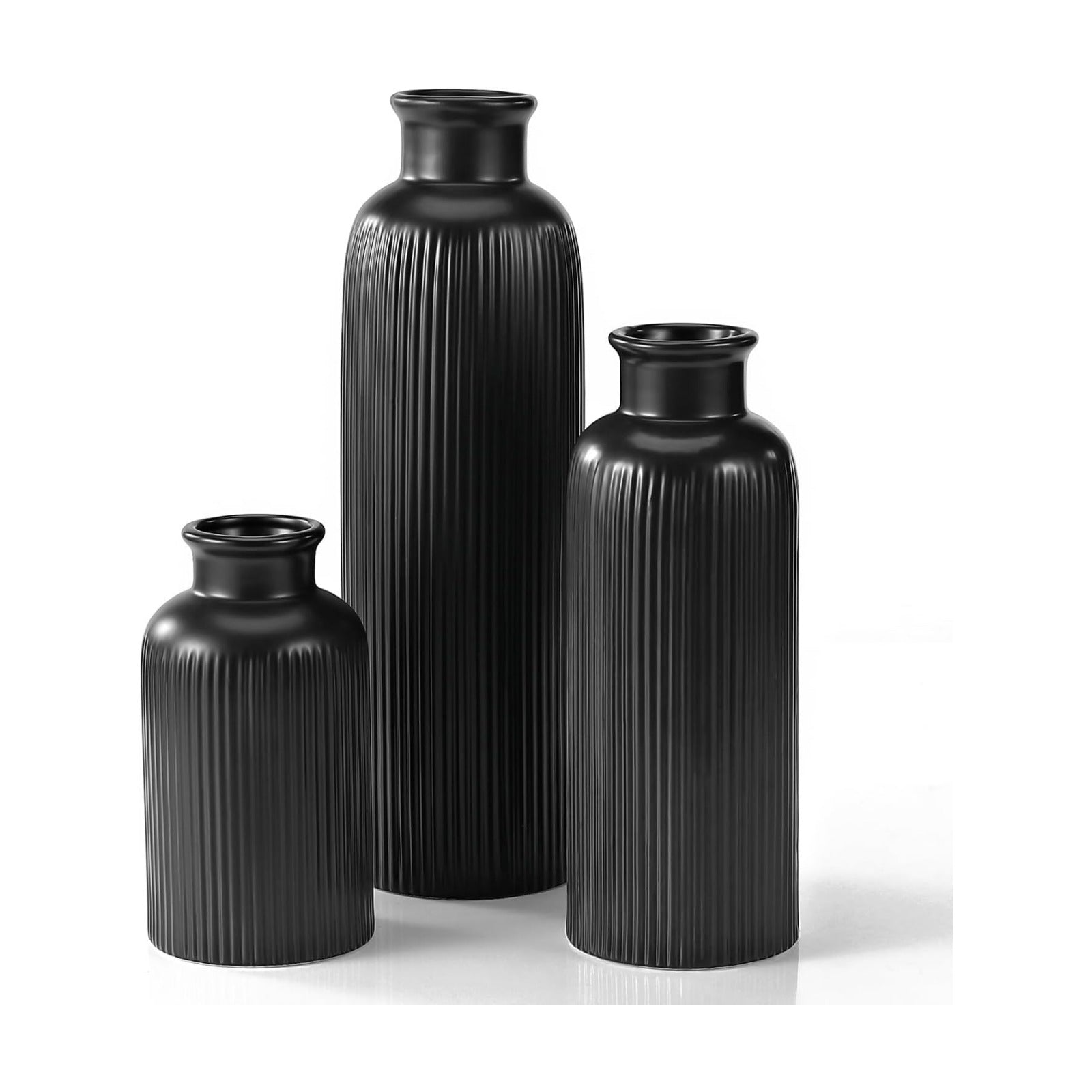Small Ceramic Vase / Black / Set of 3
