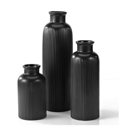 Small Ceramic Vase / Black / Set of 3