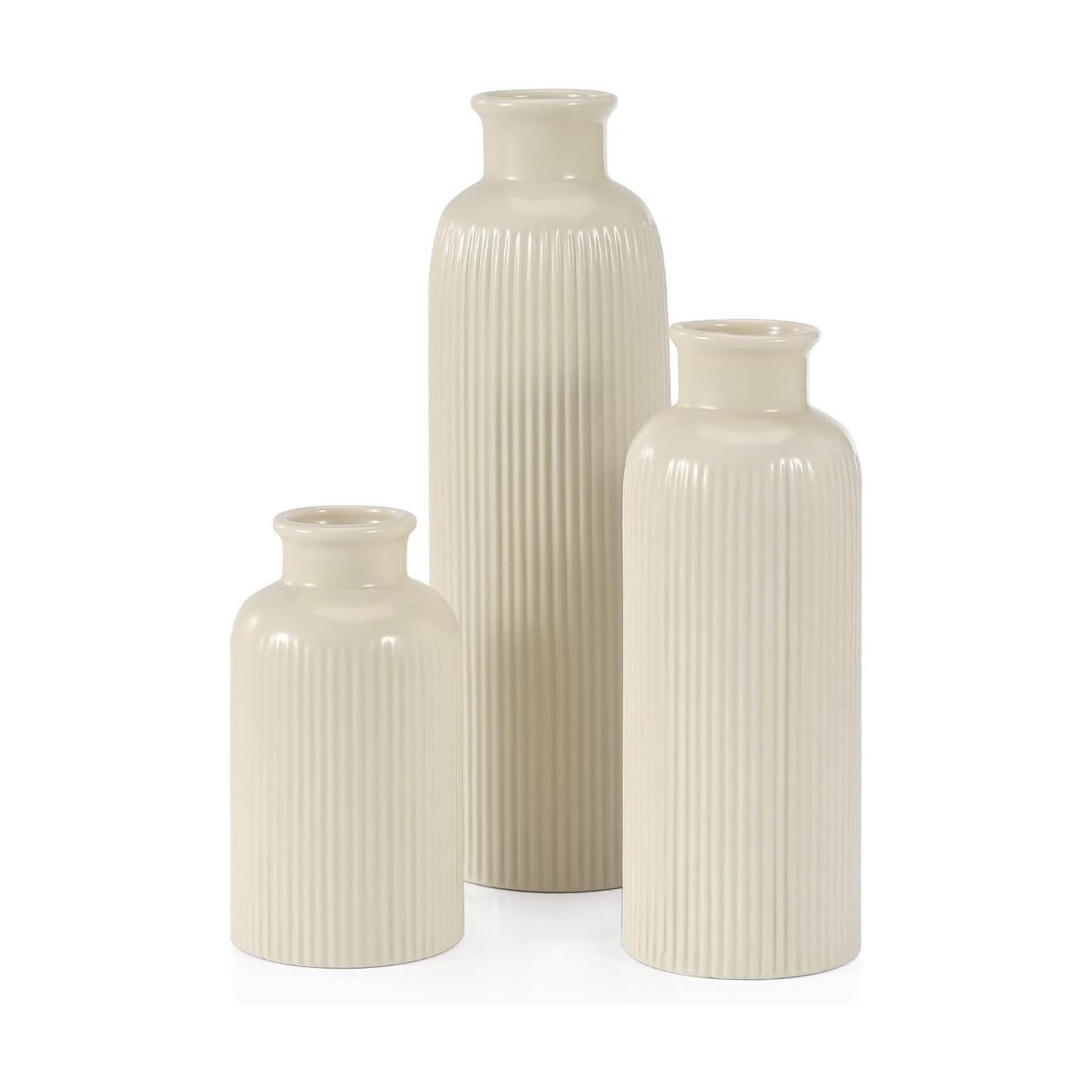Small Ceramic Vase / Beige / Set of 3