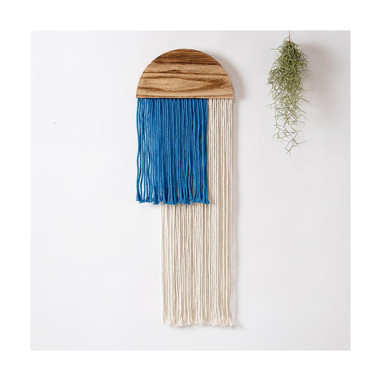 Boho Woven Tapestry / Blue Semicircle