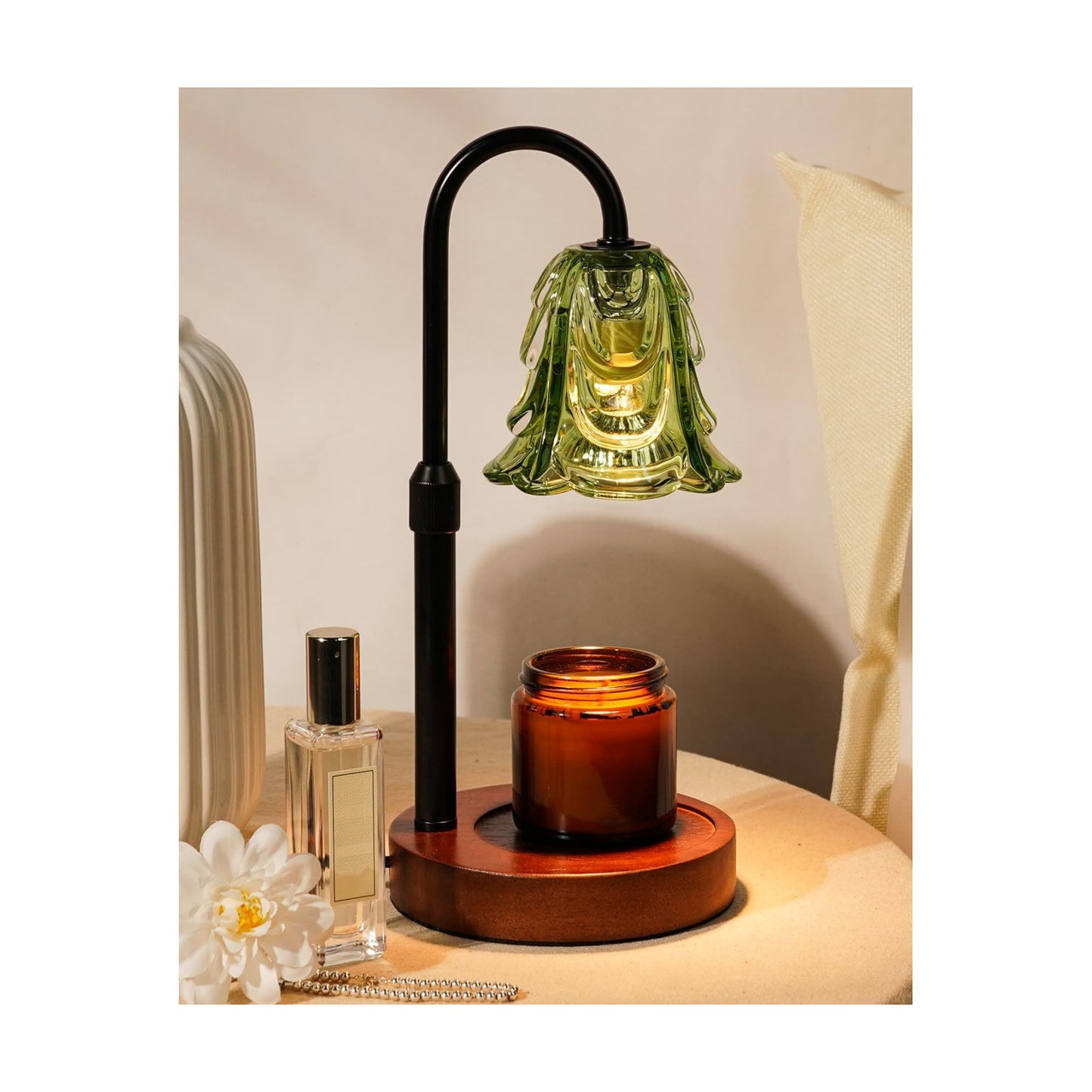Small Candle Warmer Lamp with Timer, Adjustable Green Lamp Warmer for Jar Candles, Christmas Birthday Gifts for Women