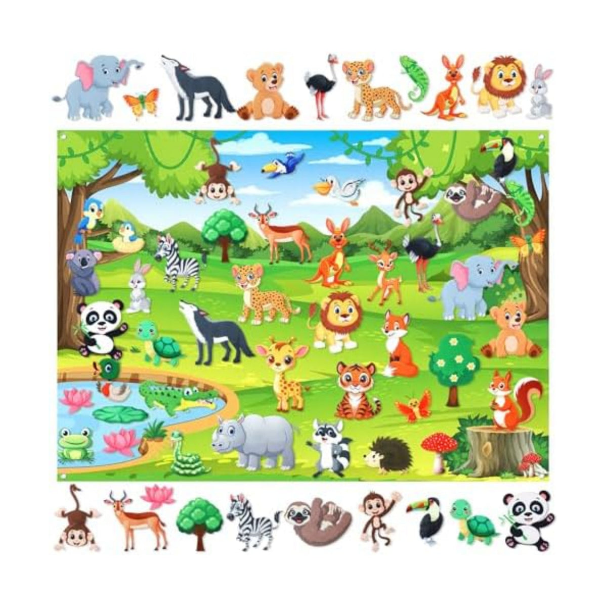 MiniInflat Animal Story Felt Board Jungle Animal Felt Board, 42, Safari