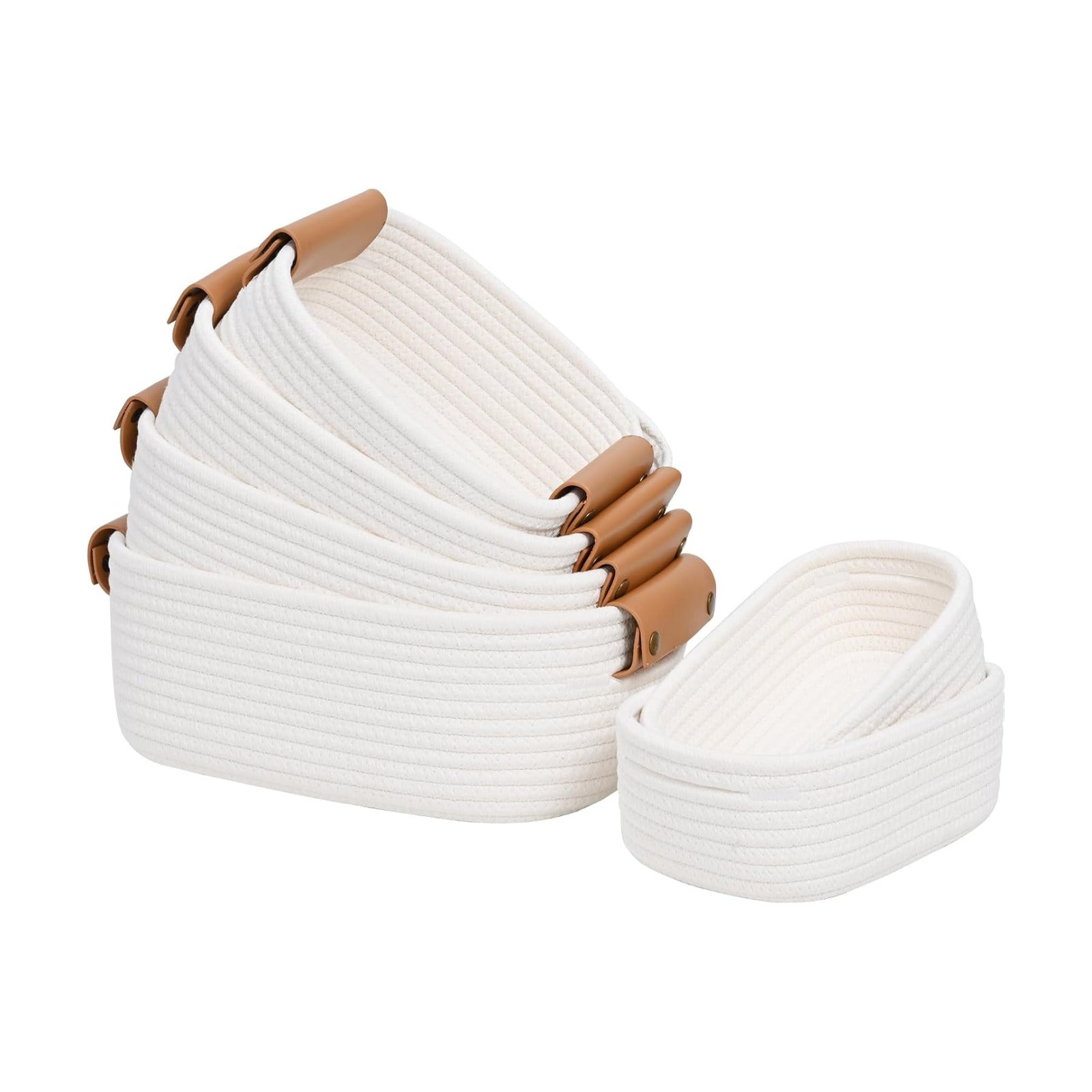 Small Woven Basket -4 Shelf Basket / White / Set of 6