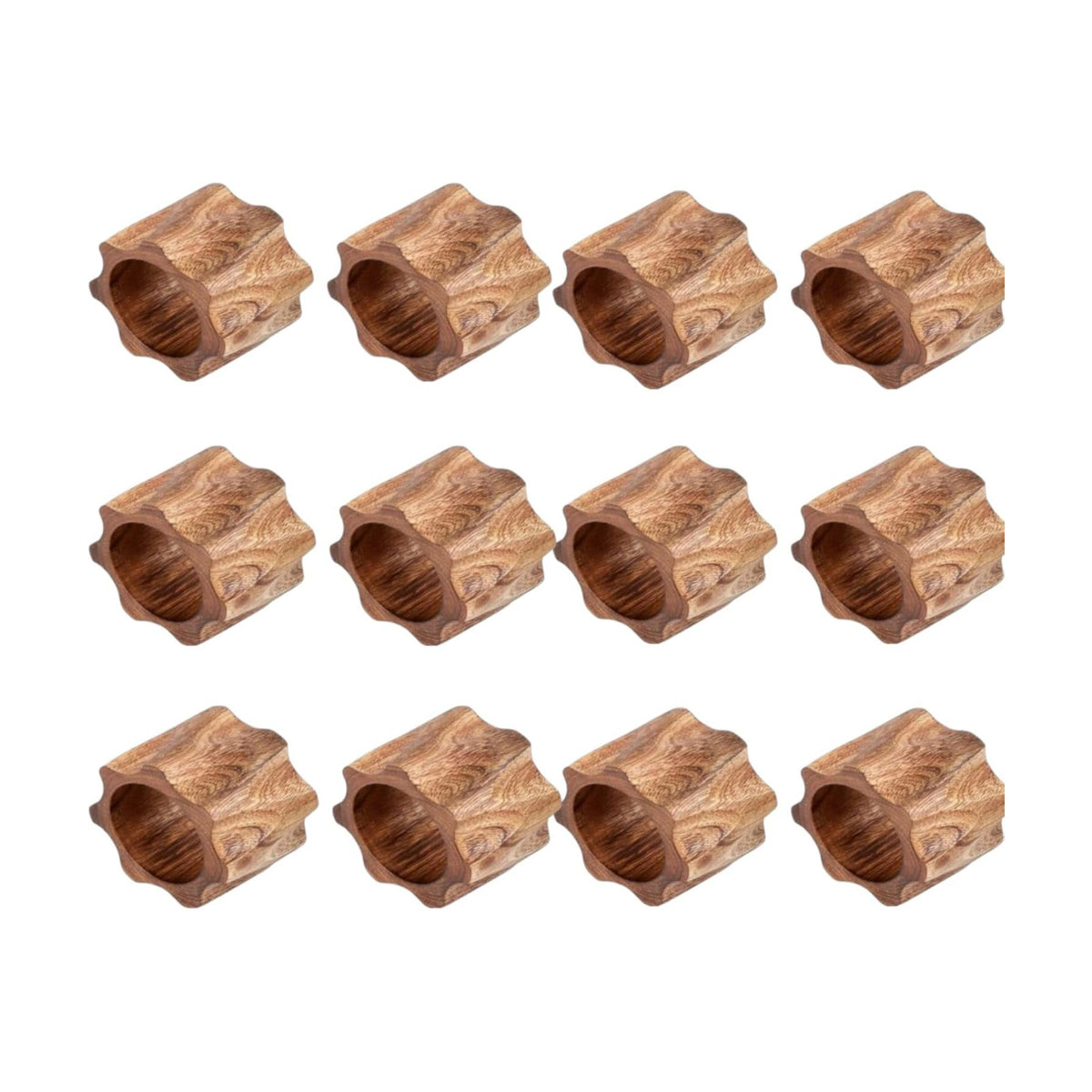 Napkin Rings Set of 12 for Dinner Parties, Weddings Receptions, Family Gatherings, or Everyday Use - Set Your Style with Daily Use Table Décor Accessories Cherry Wood