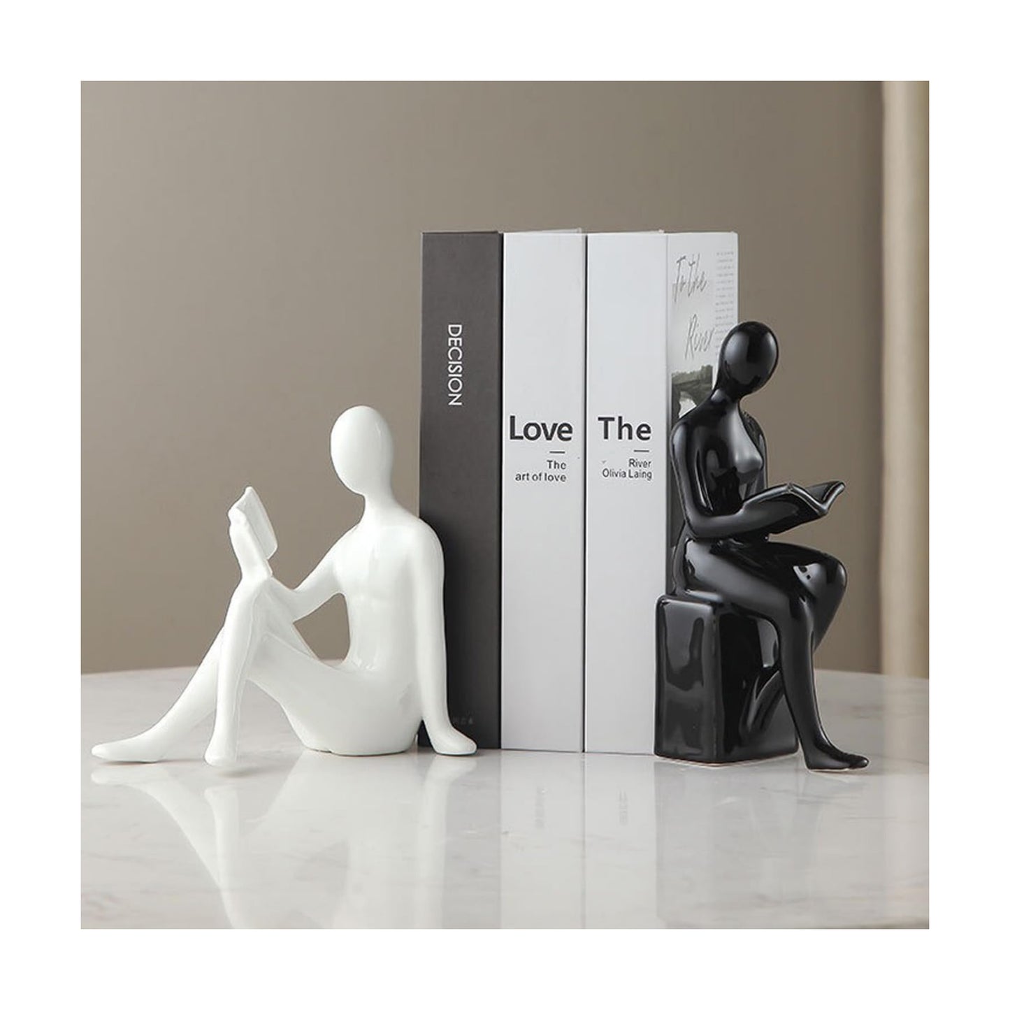 Ceramic Book Ends / White and Black