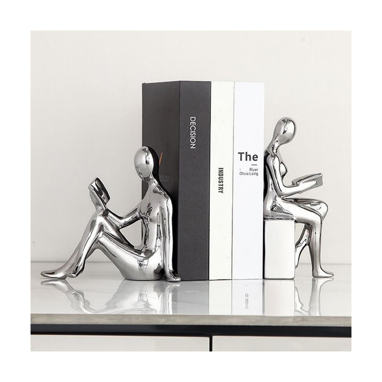 Ceramic Book Ends / Silver