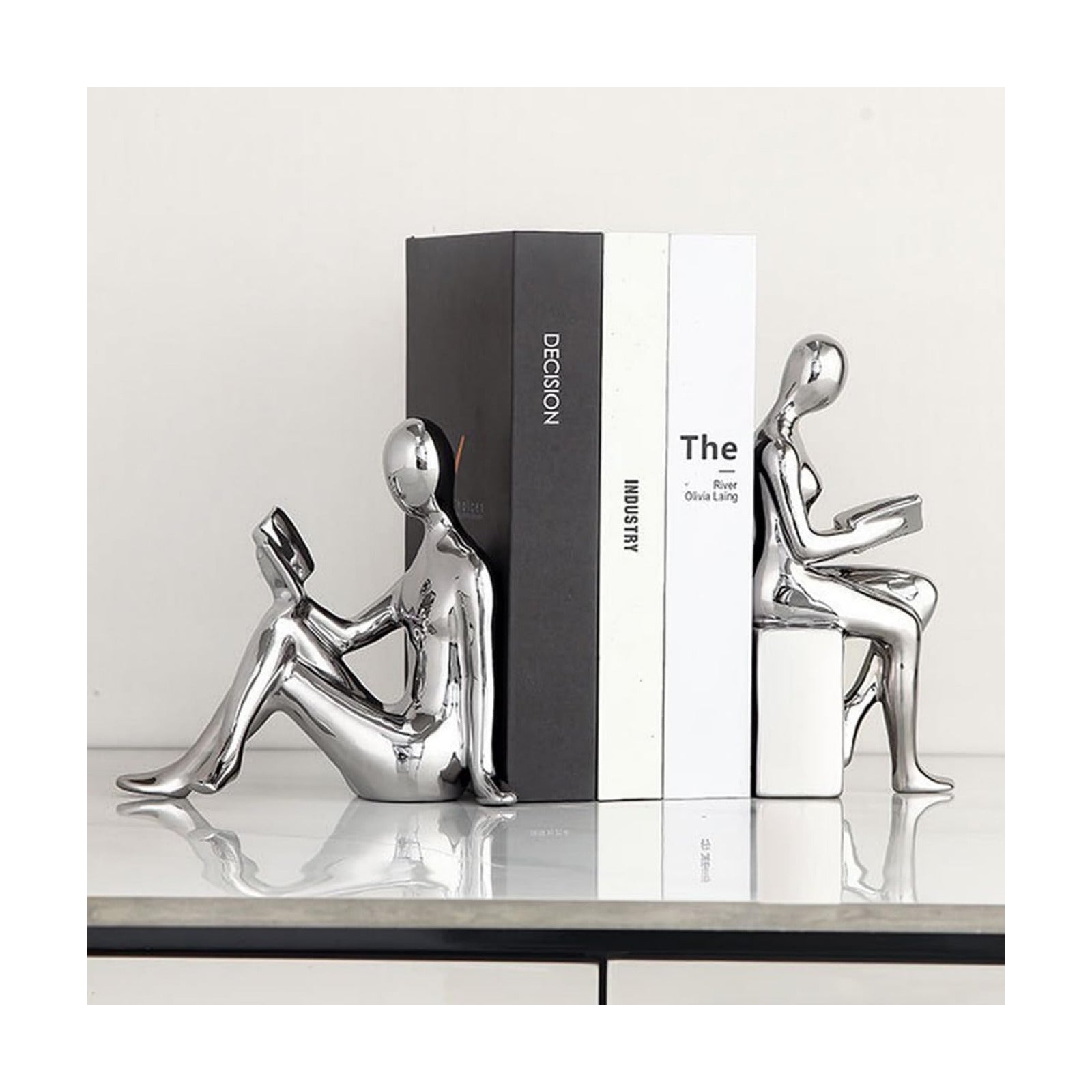 Ceramic Book Ends / Silver