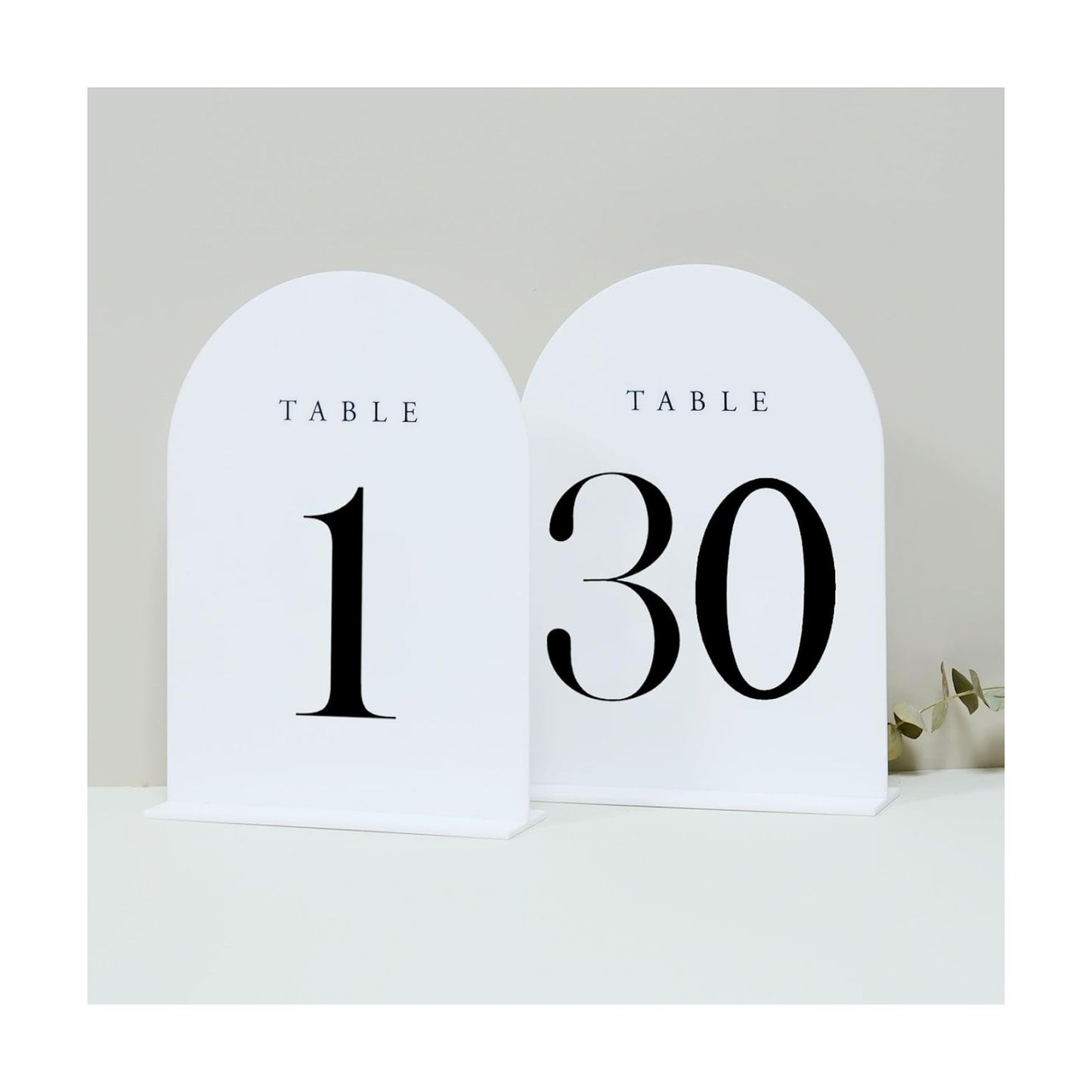 White Arch Table Numbers for Wedding, 30 Pack 5"x7" White Arch Acrylic Table Numbers 1-30 with stand, Perfect for