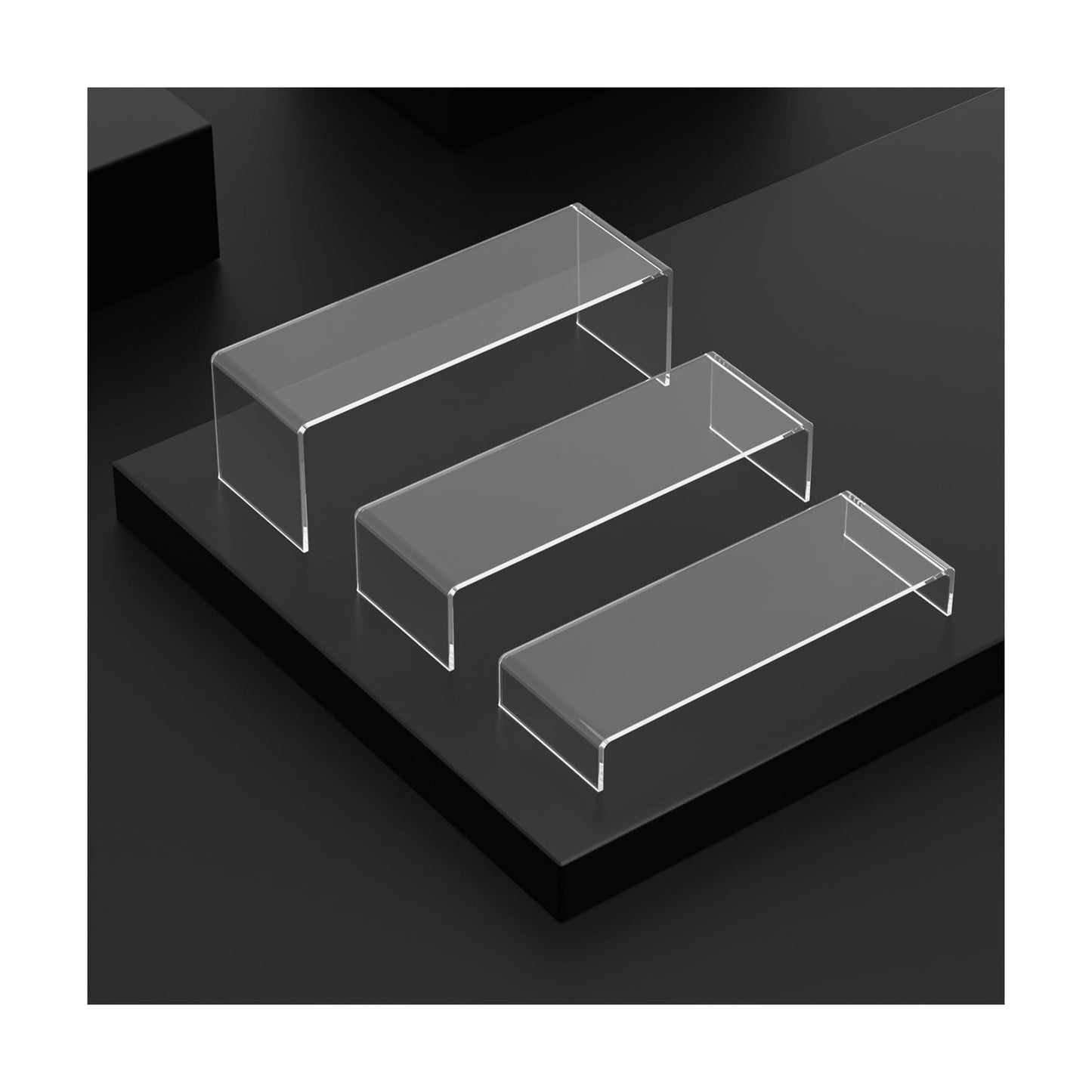 Rectangular Acrylic Showcase Collectibles Display Stands Suitable for Retail / M / Clear / Set of 6