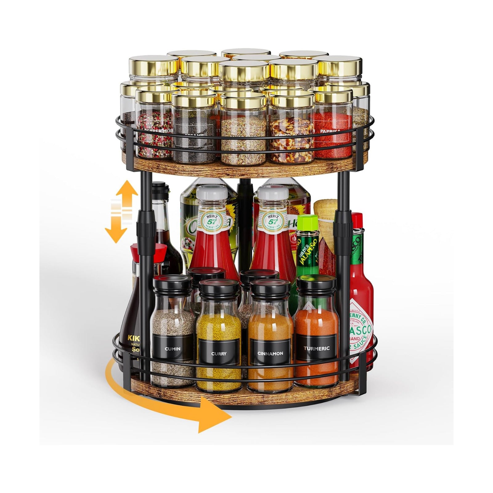 Across-Star Lazy-Susan-Organizer-Spice-Rack, Rotating Spice Organizer For Cabinet Pantry, Seasoning Holder Spice Shelf