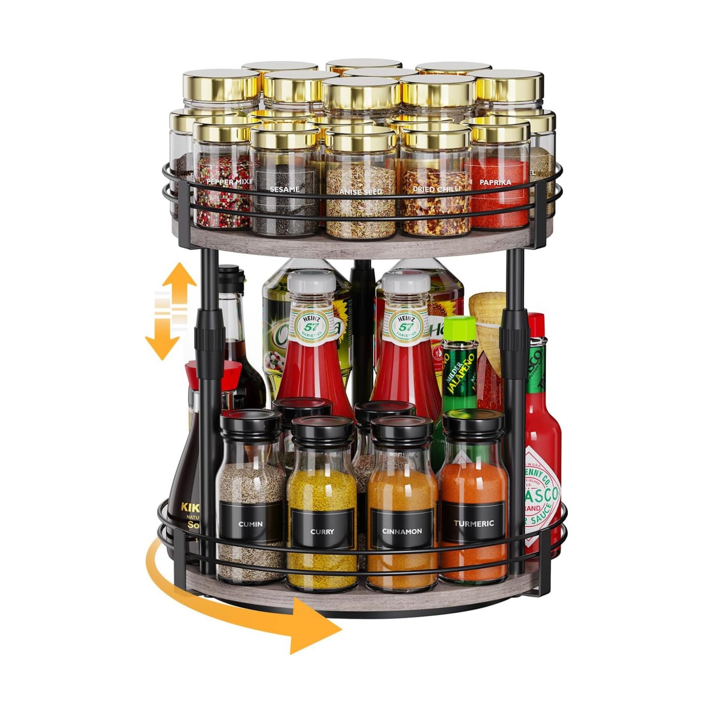 Across-Star Lazy-Susan-Organizer-Spice-Rack, Rotating Spice Organizer For Cabinet Pantry, Seasoning Holder Spice Shelf