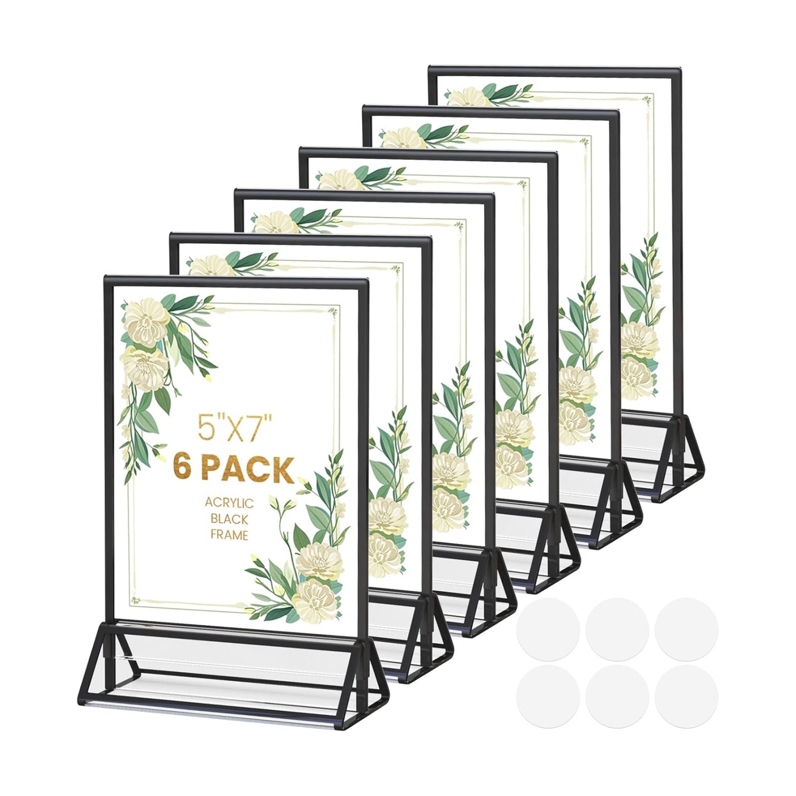 Acrylic Sign Holder Picture Frame Double-Sided Acrylic Frames / 5 x 7 / Black / Set of 6