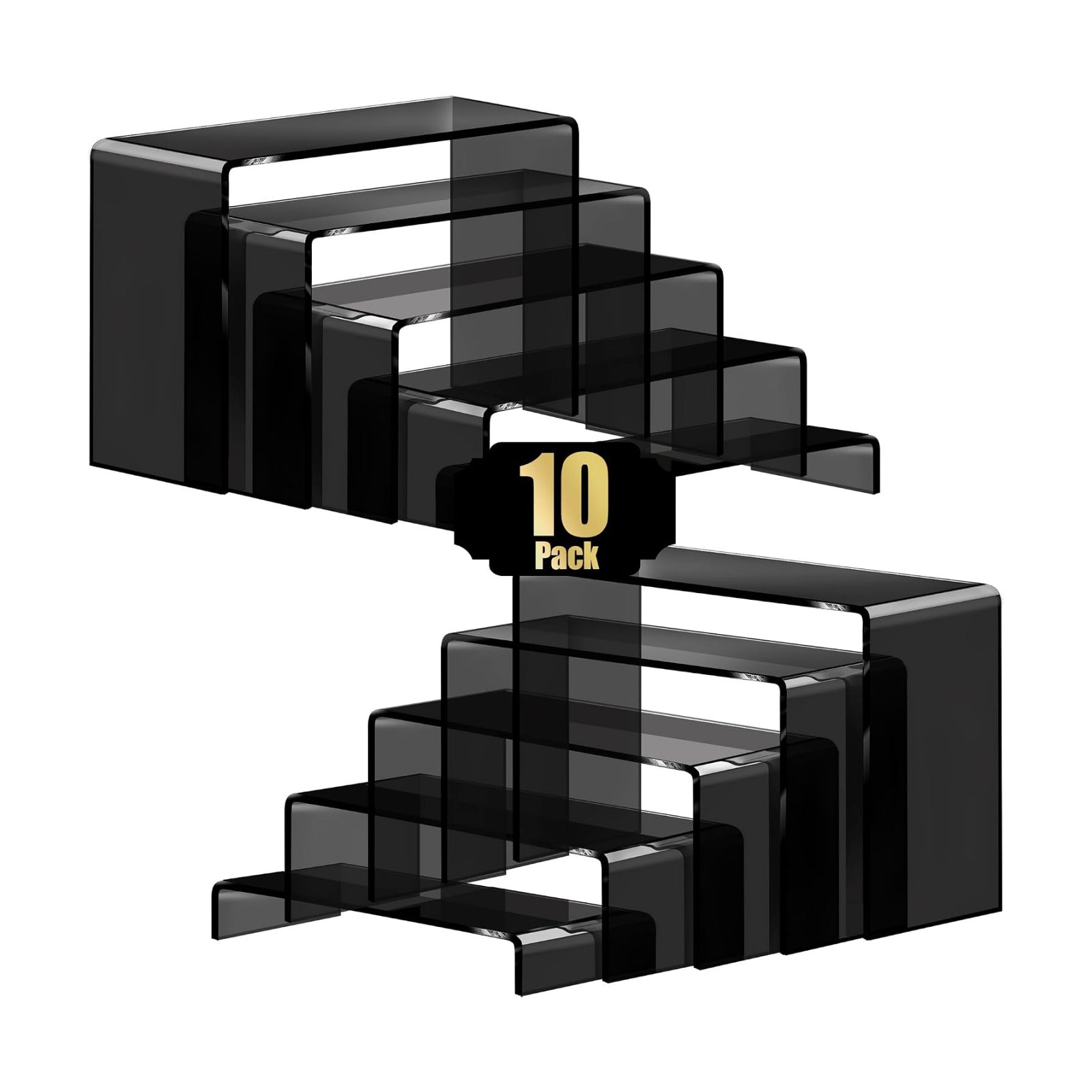 Aheroi Acrylic Risers Display Stands, Acrylic Stands for Display 10Pcs 2Set | Arylic Display Stands Shelf Riser, Black