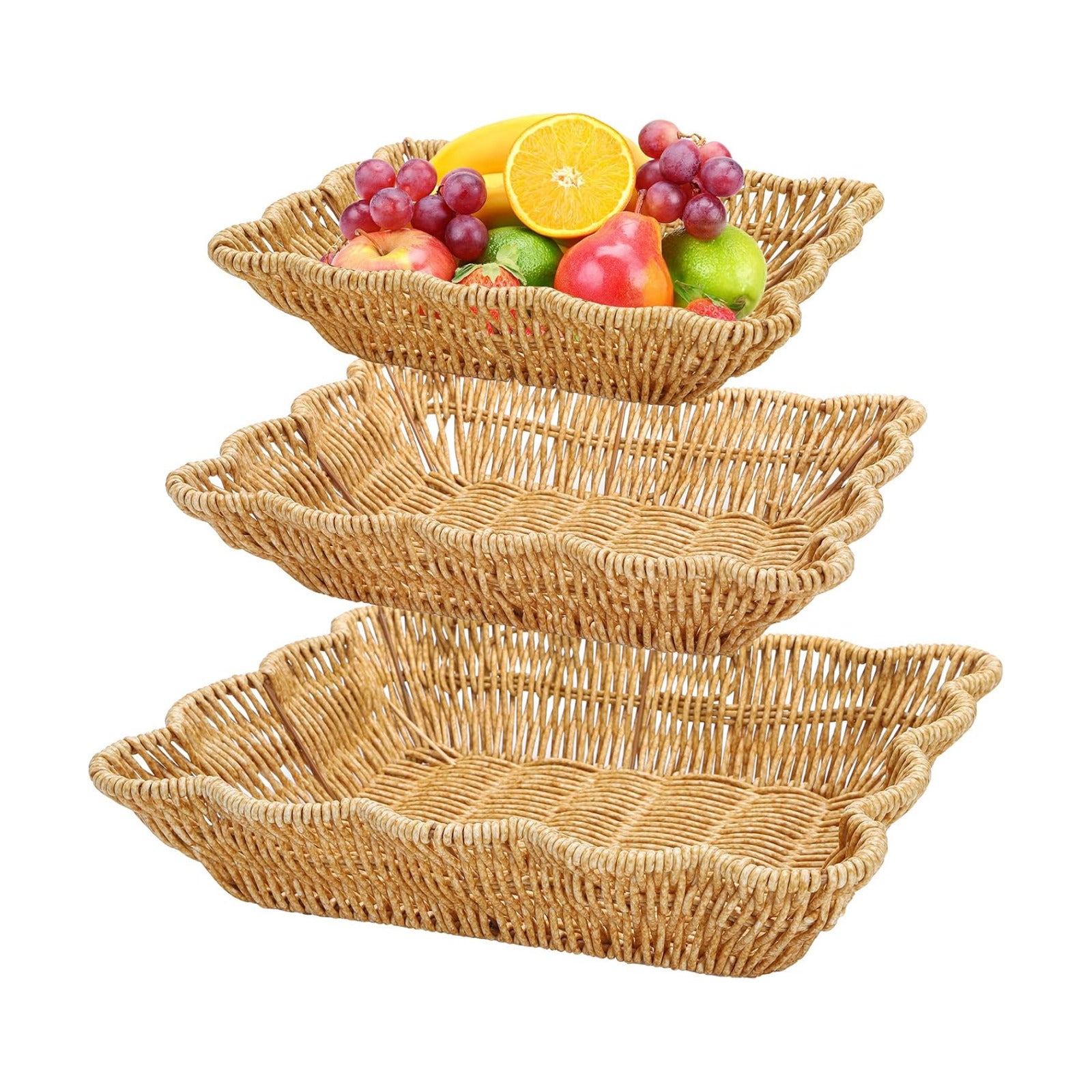Poly Wicker Bread Baskets / Set of 3