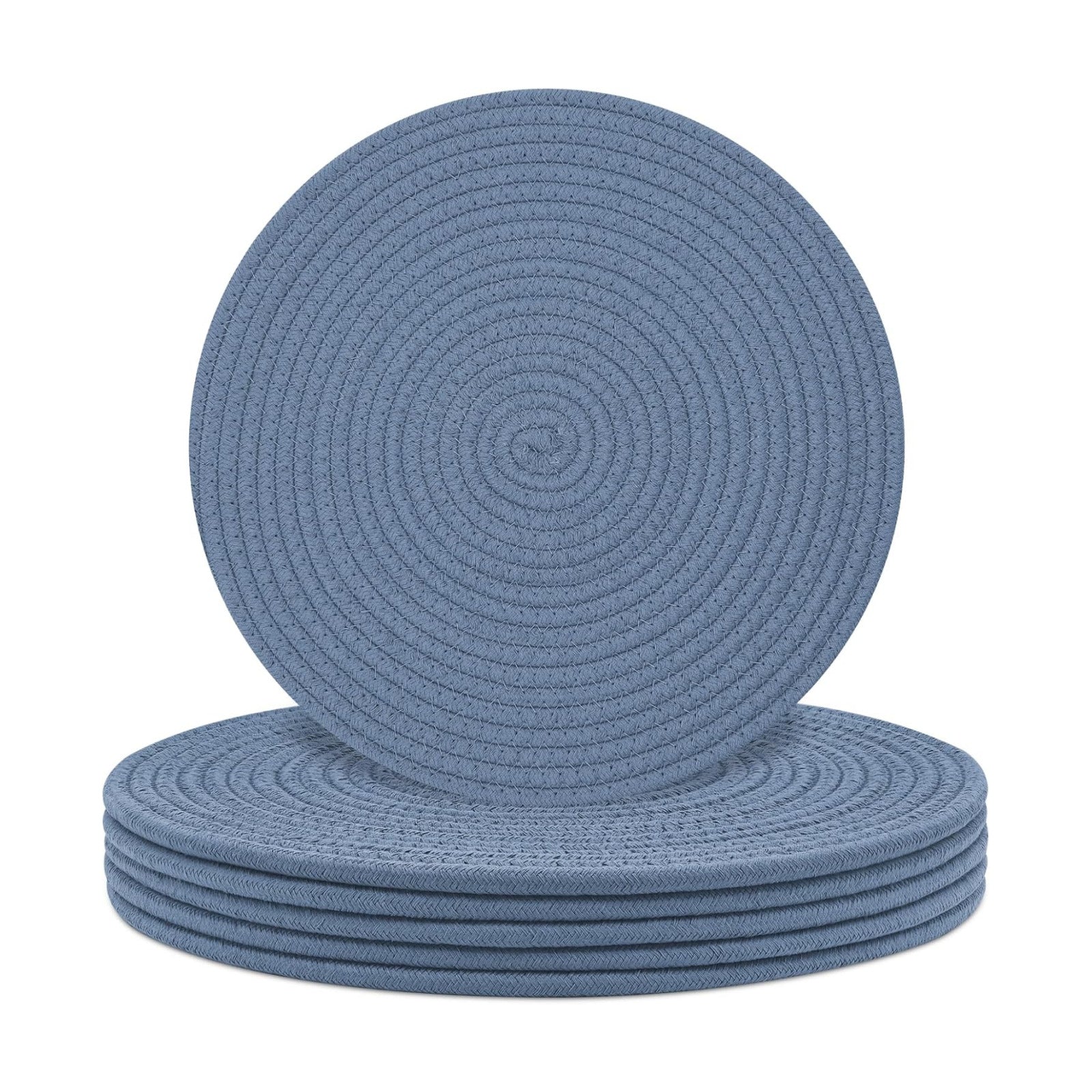 Round Placemats Set of 6, Cotton Rope Woven Table Mats, Hot Pads for Kitchen, Non Slip Heat Resistant Place Mats, 13