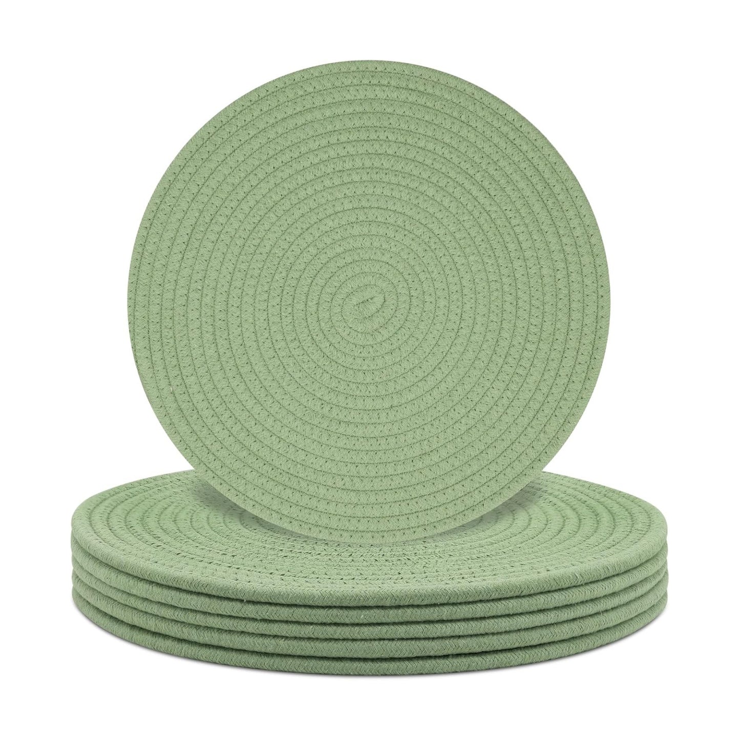 Round Placemats Set of 6, Cotton Rope Woven Table Mats, Hot Pads for Kitchen, Non Slip Heat Resistant Place Mats, 13