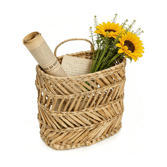 Large Woven Hanging Storage Basket / Natural / 12 x 5 x 14