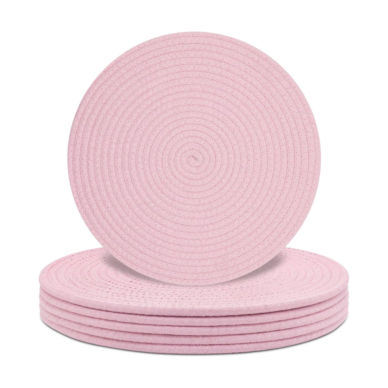 Round Placemats Set of 6, Cotton Rope Woven Table Mats, Hot Pads for Kitchen, Non Slip Heat Resistant Place Mats, 13
