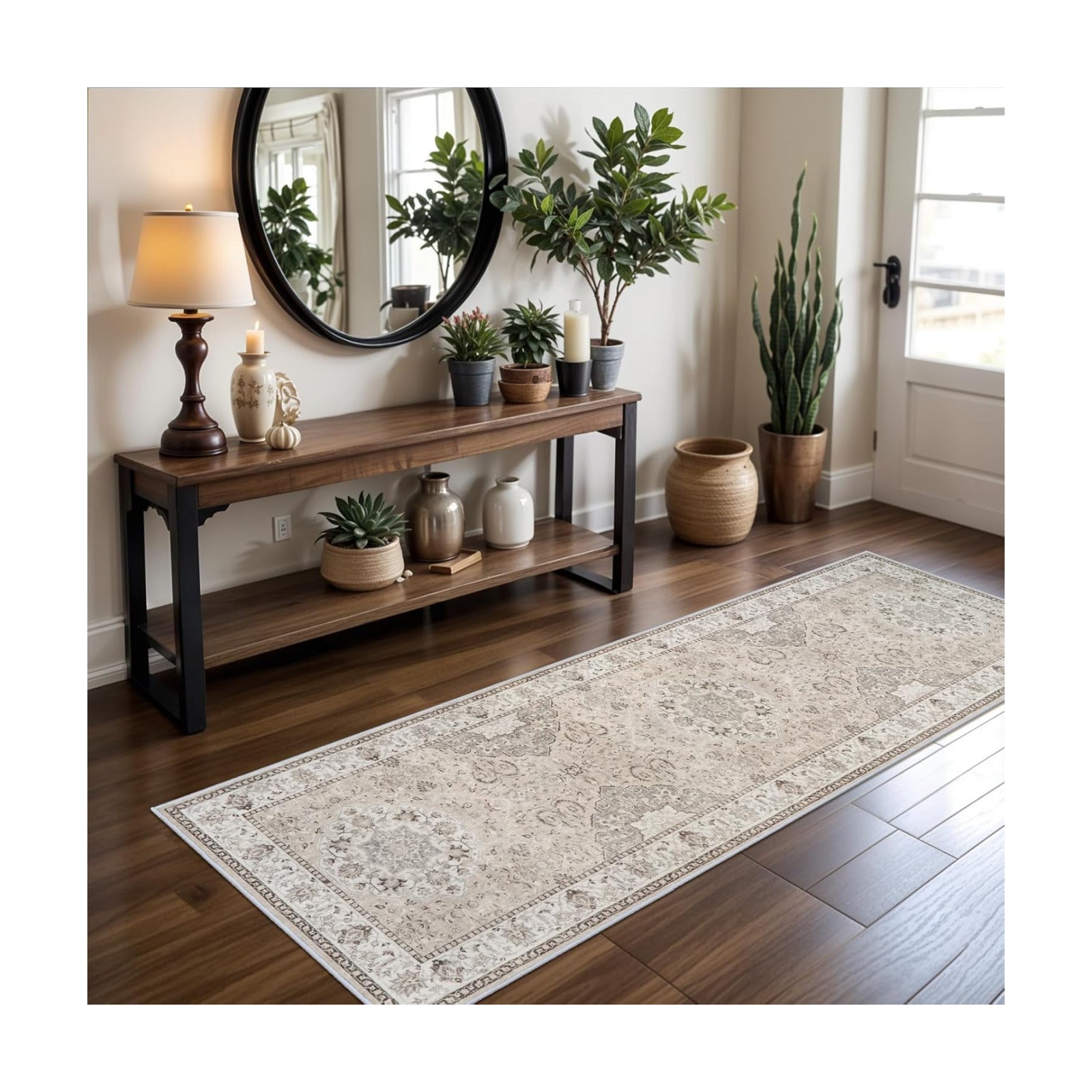 Washable 2x8 Hallway Runner Rug: Vintage Water Resistant Kitchen Entryway Rug Ultra Soft Living Room Bedroom Carpet