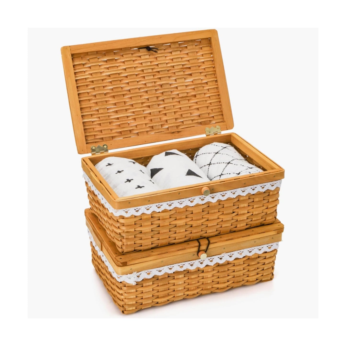 Storage Basket / Handwoven Rectangular Storage Organizer / Set of 2