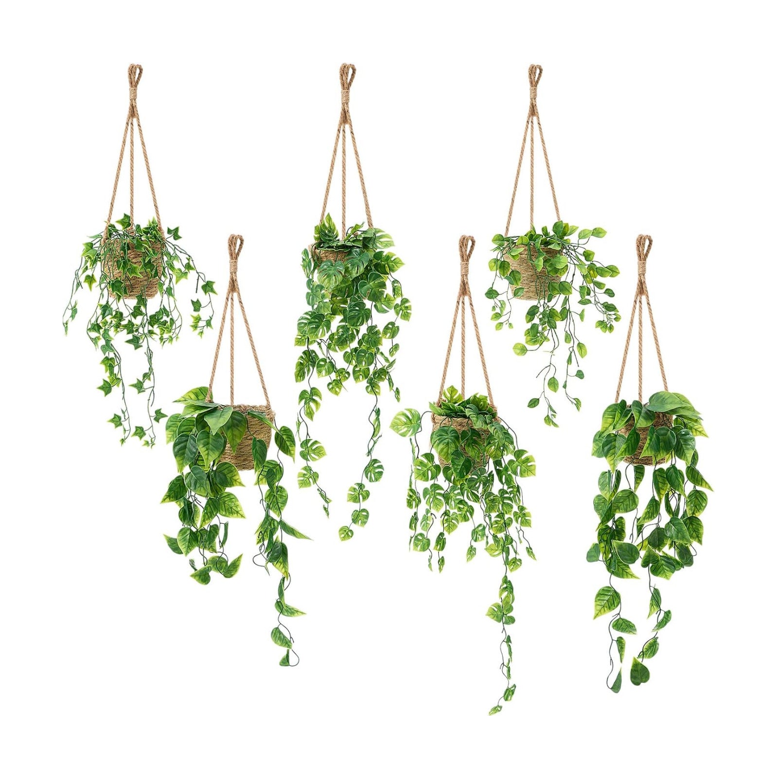 Woven Basket Boho Artificial Ivy Faux Vines Eucalyptus Leaf / Round Radish Leaf / Set of 6